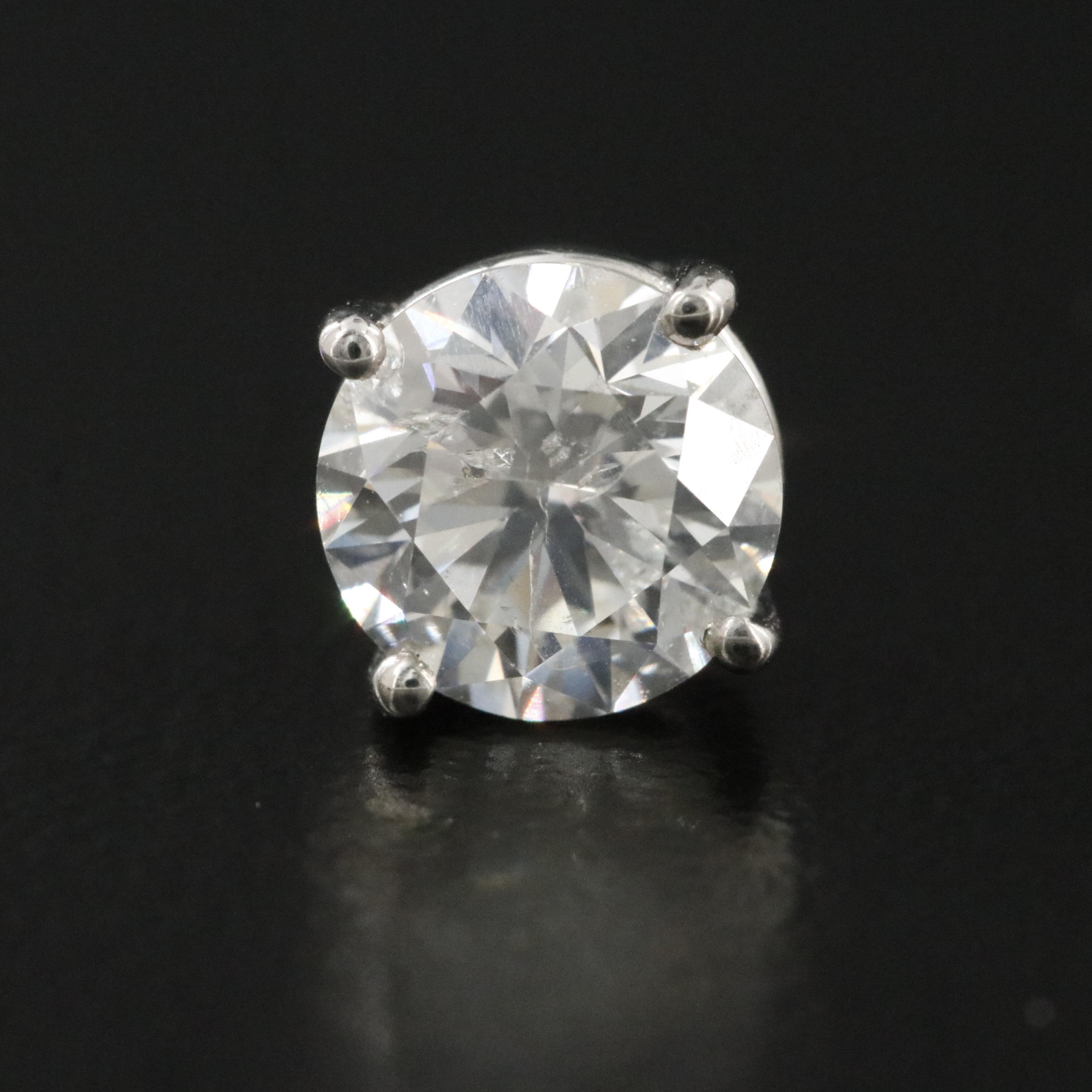 Platinum 1.90 CTW Diamond Stud Earrings with GIA Report and eReport