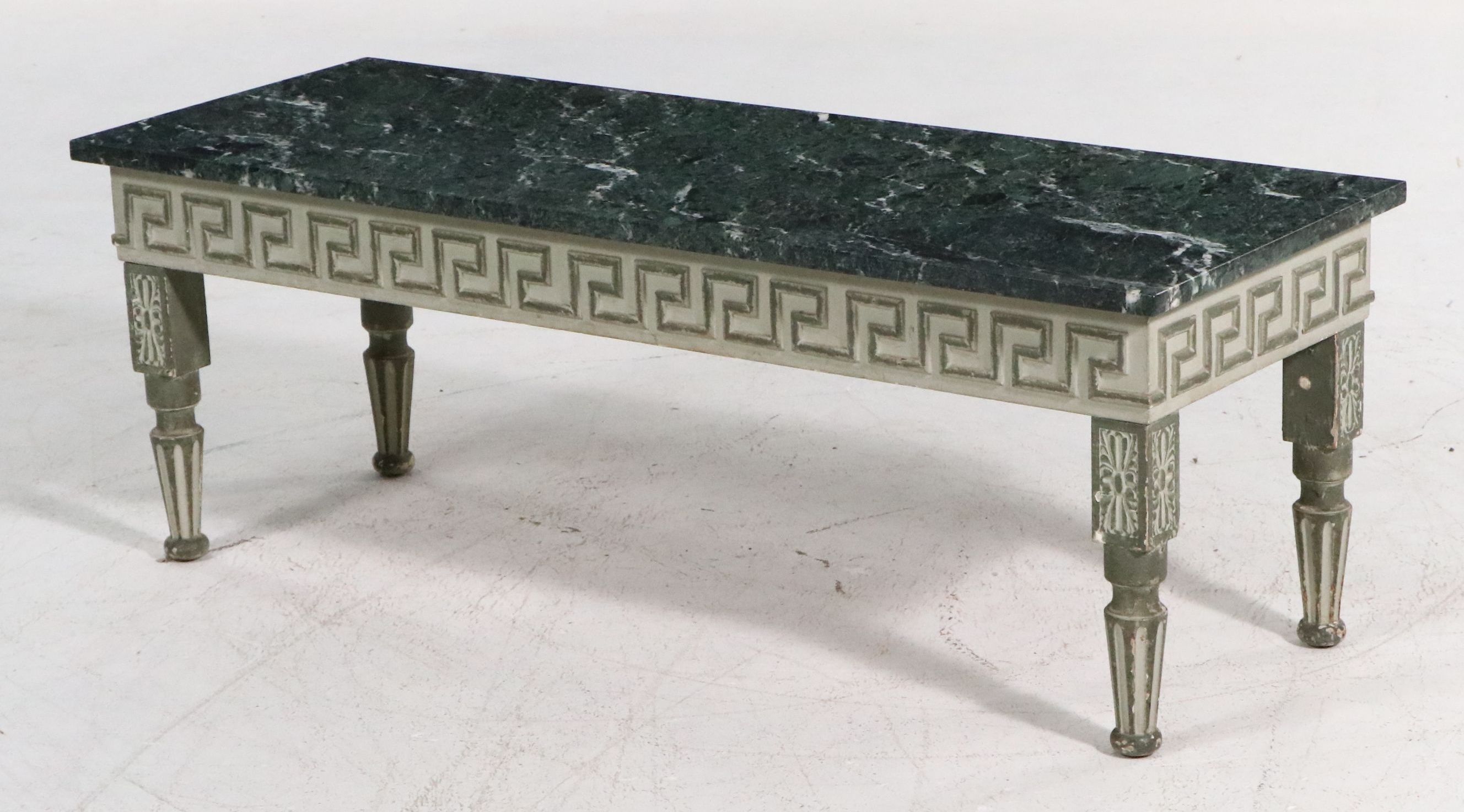 Louis XVI Style Coffee Table with Green Marble Top