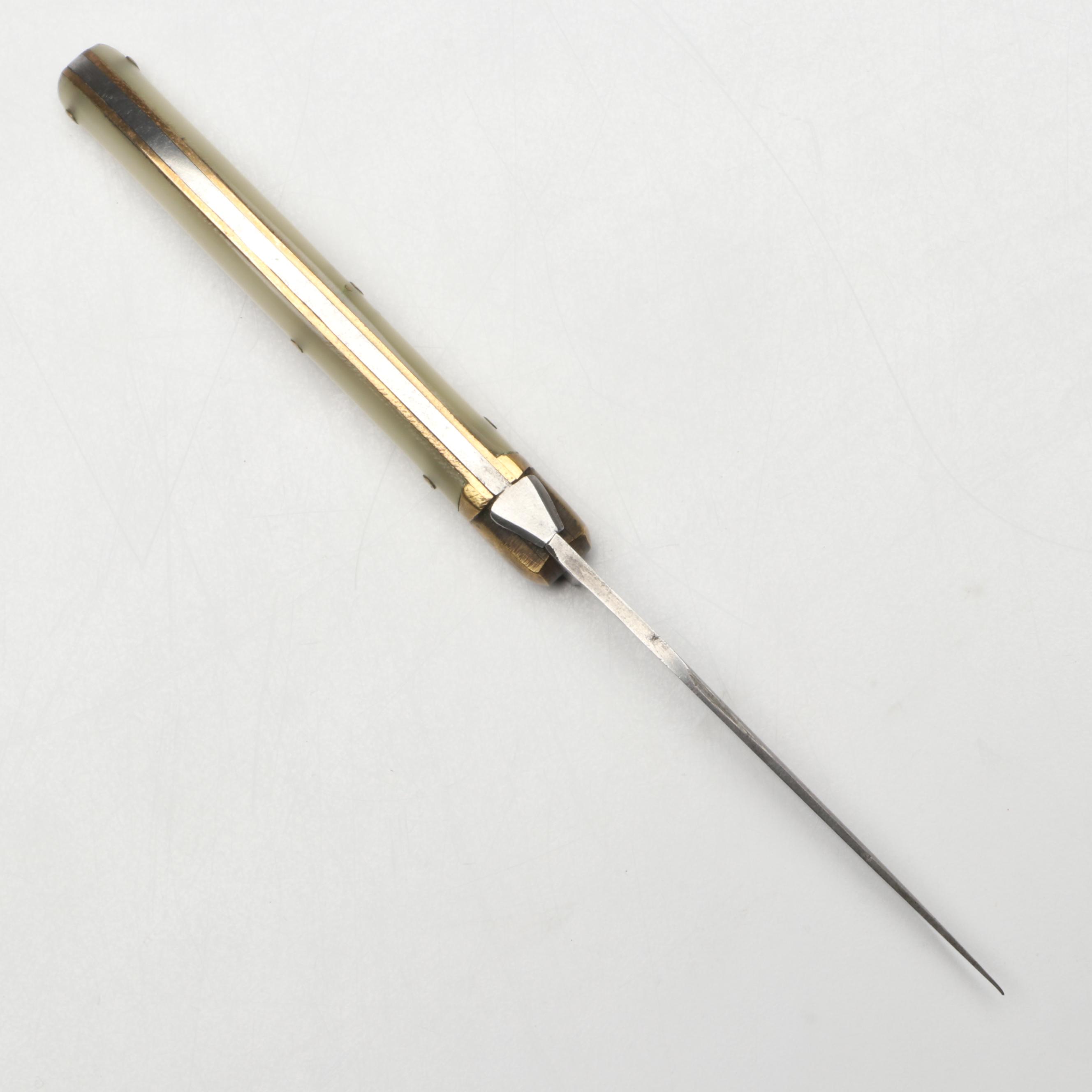 Jean-Pierre Calmels White Acrylic Handled Folding Knife