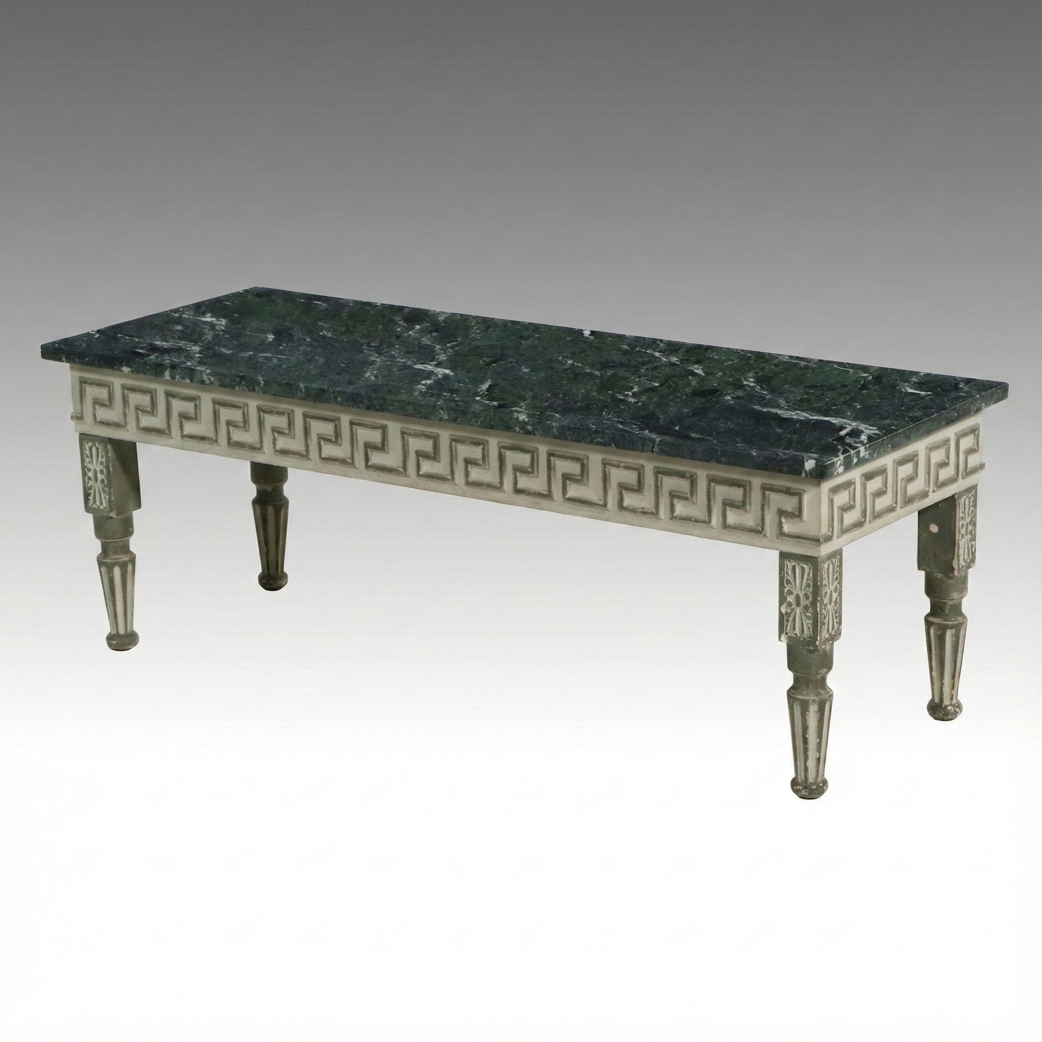 Louis XVI Style Coffee Table with Green Marble Top