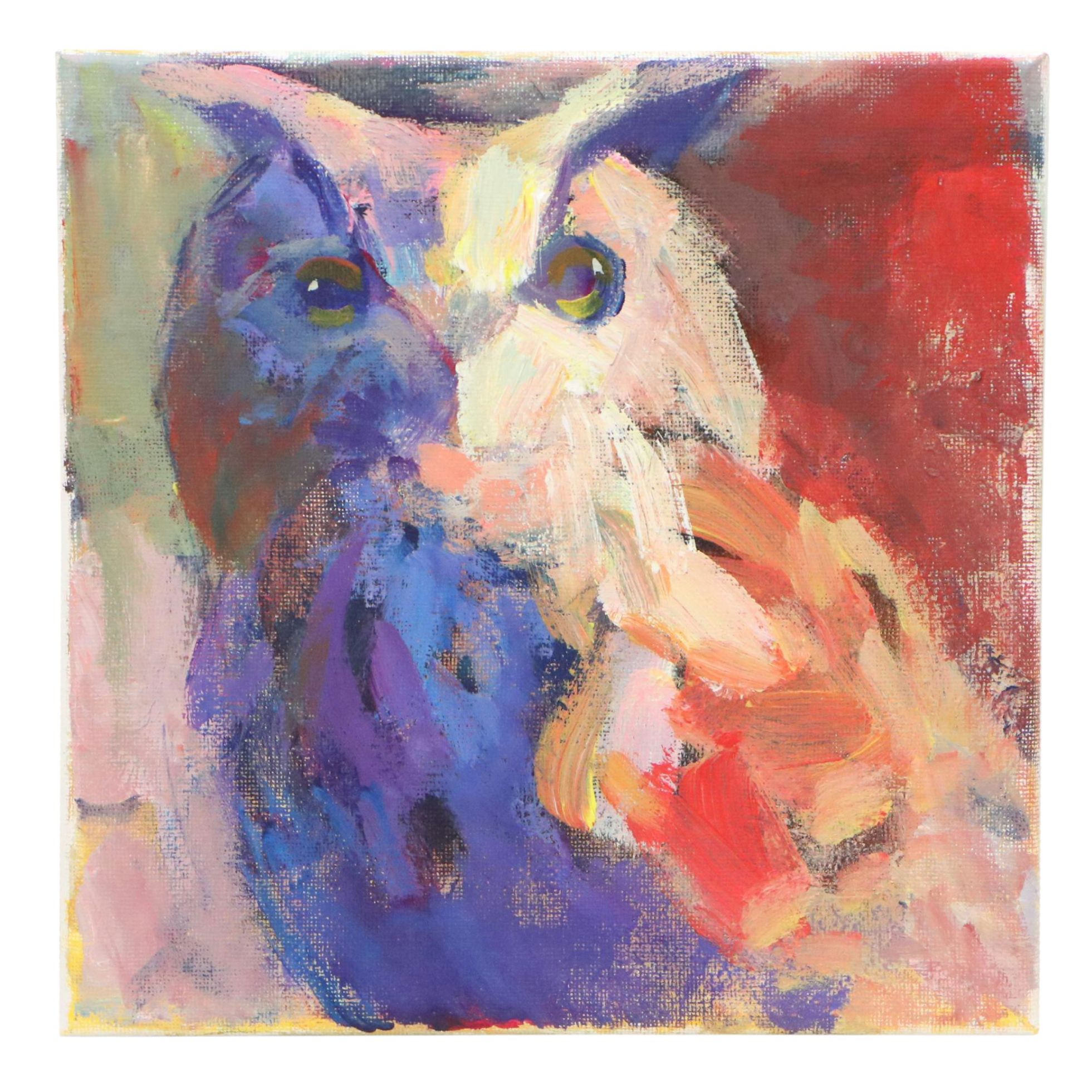 Elle Raines Stylized Acrylic Painting "Owl"