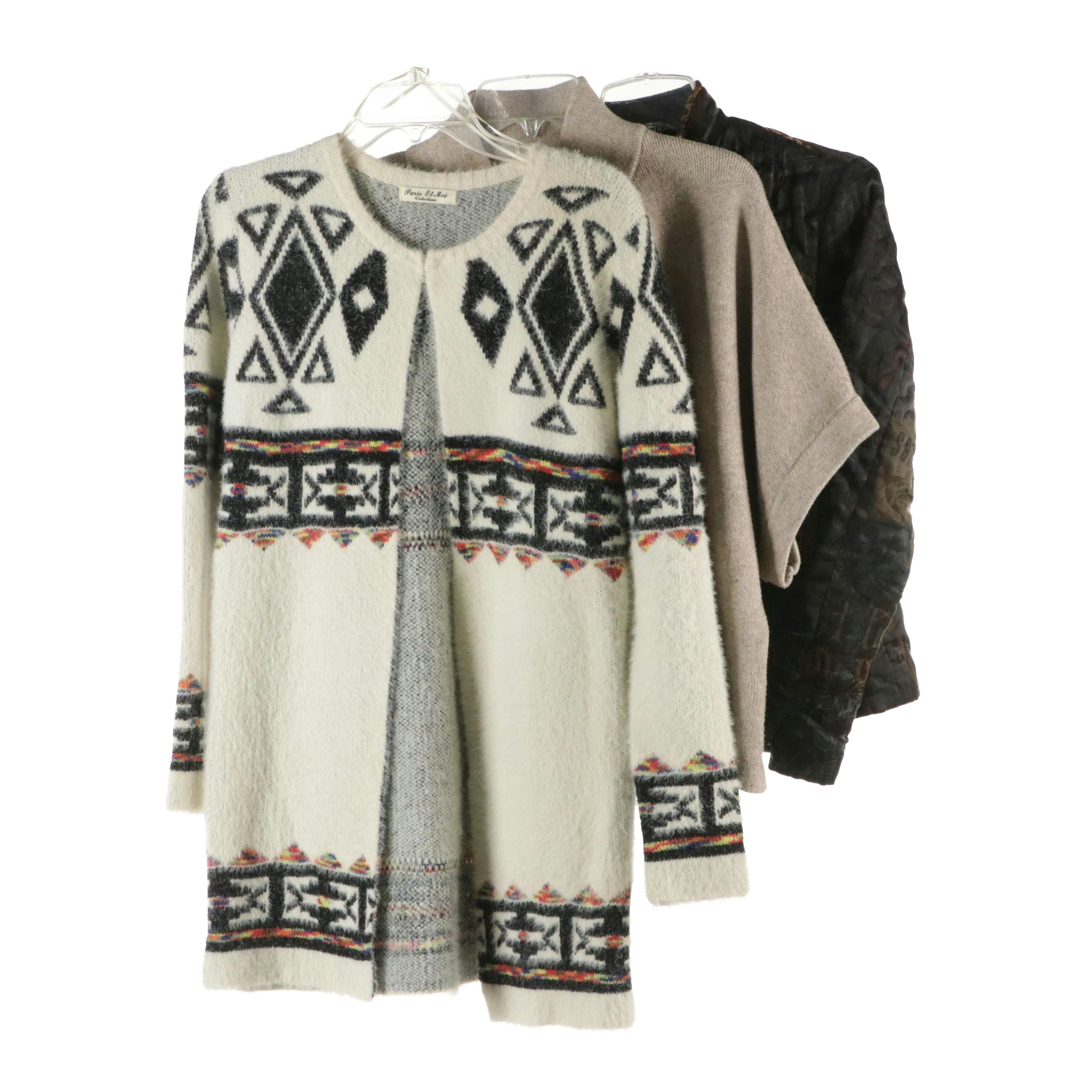 Cecile Wang Knit Jacket, Paris et Moi Cardigan, and Dismero Zip Jacket