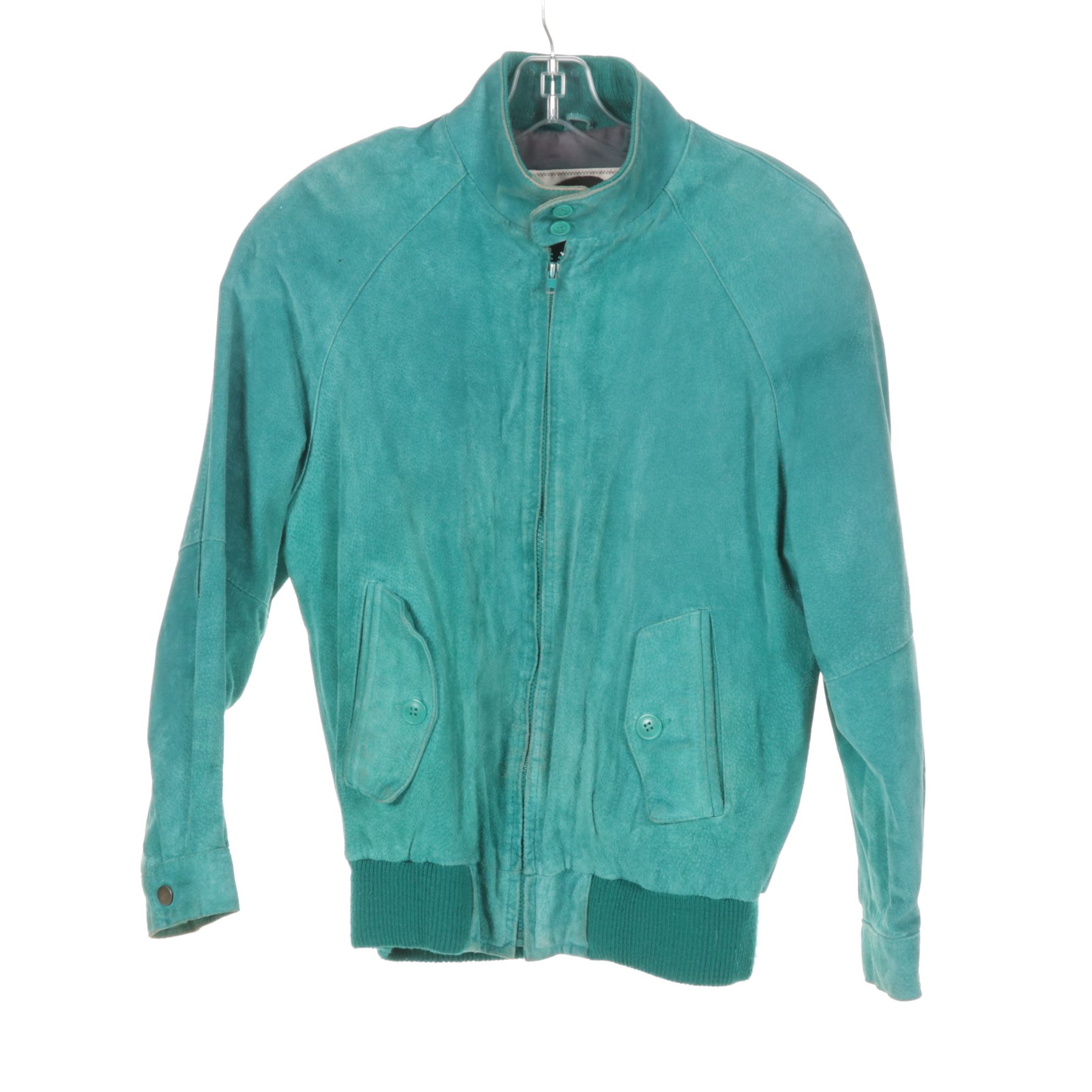 1980s Fox Run Blue and Teal Suede Bomber Jackets