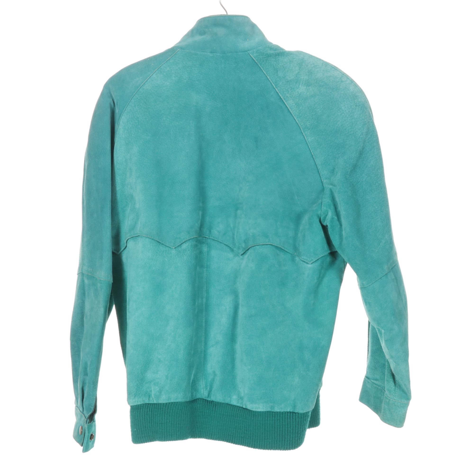 1980s Fox Run Blue and Teal Suede Bomber Jackets