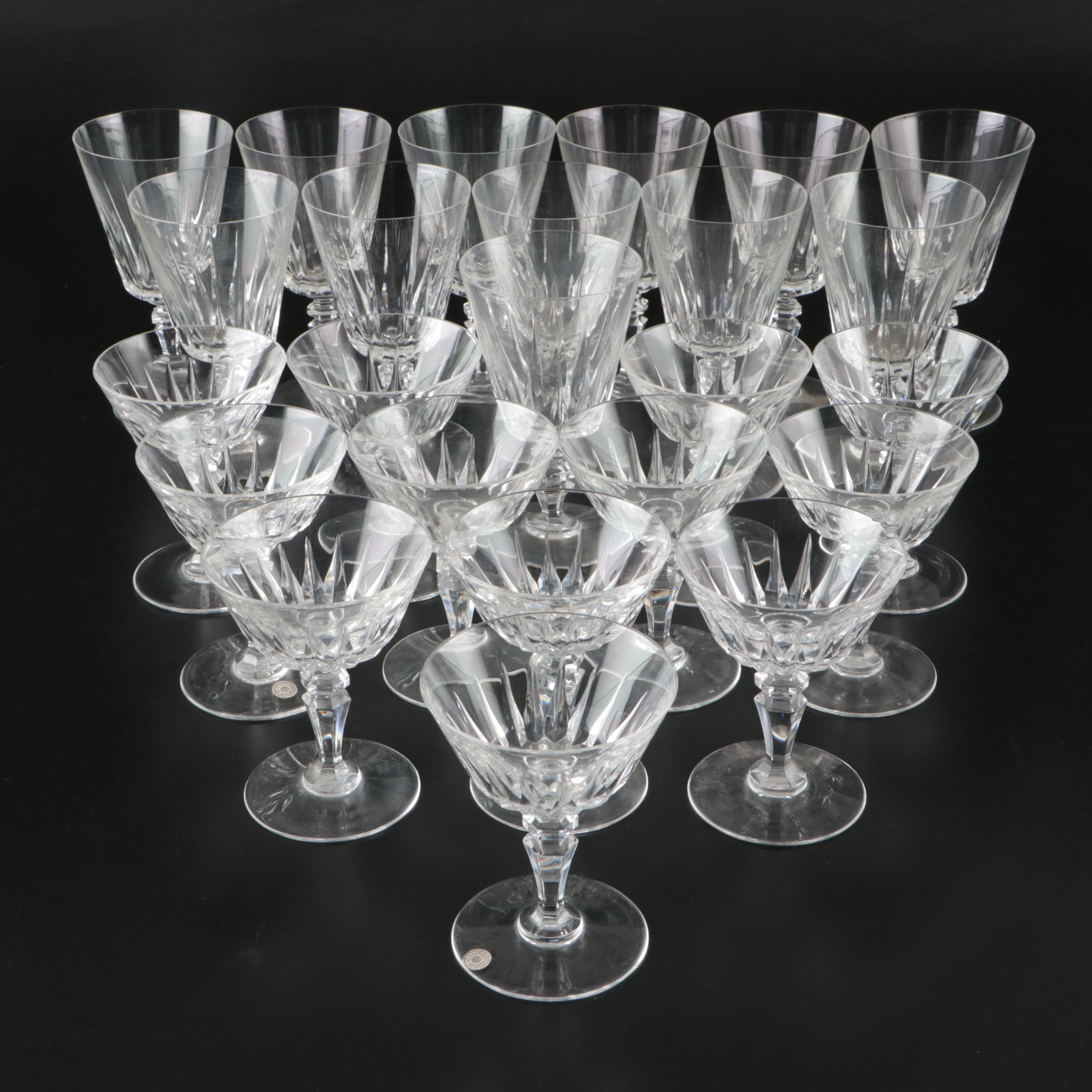 Val St. Lambert "Balmoral" Cut Crystal Water Goblets and Sherbet Glasses