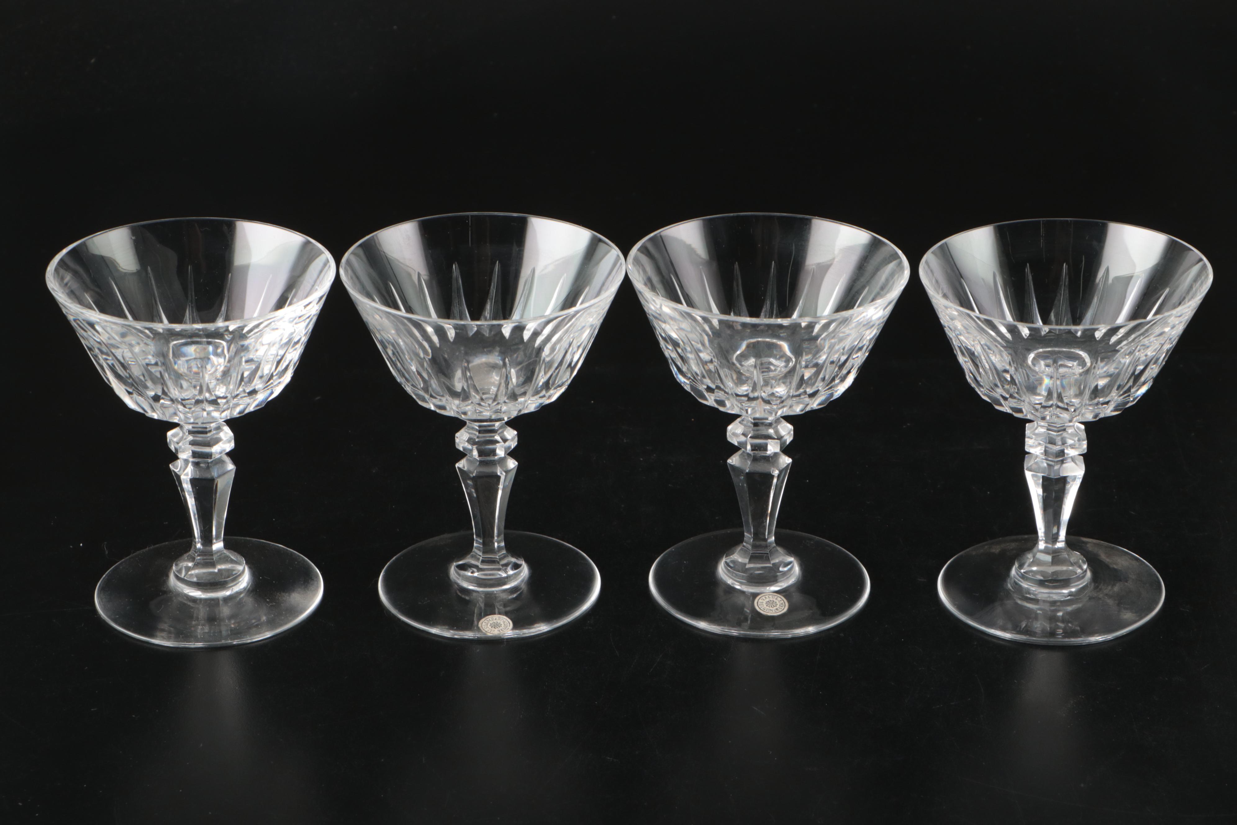 Val St. Lambert "Balmoral" Cut Crystal Water Goblets and Sherbet Glasses