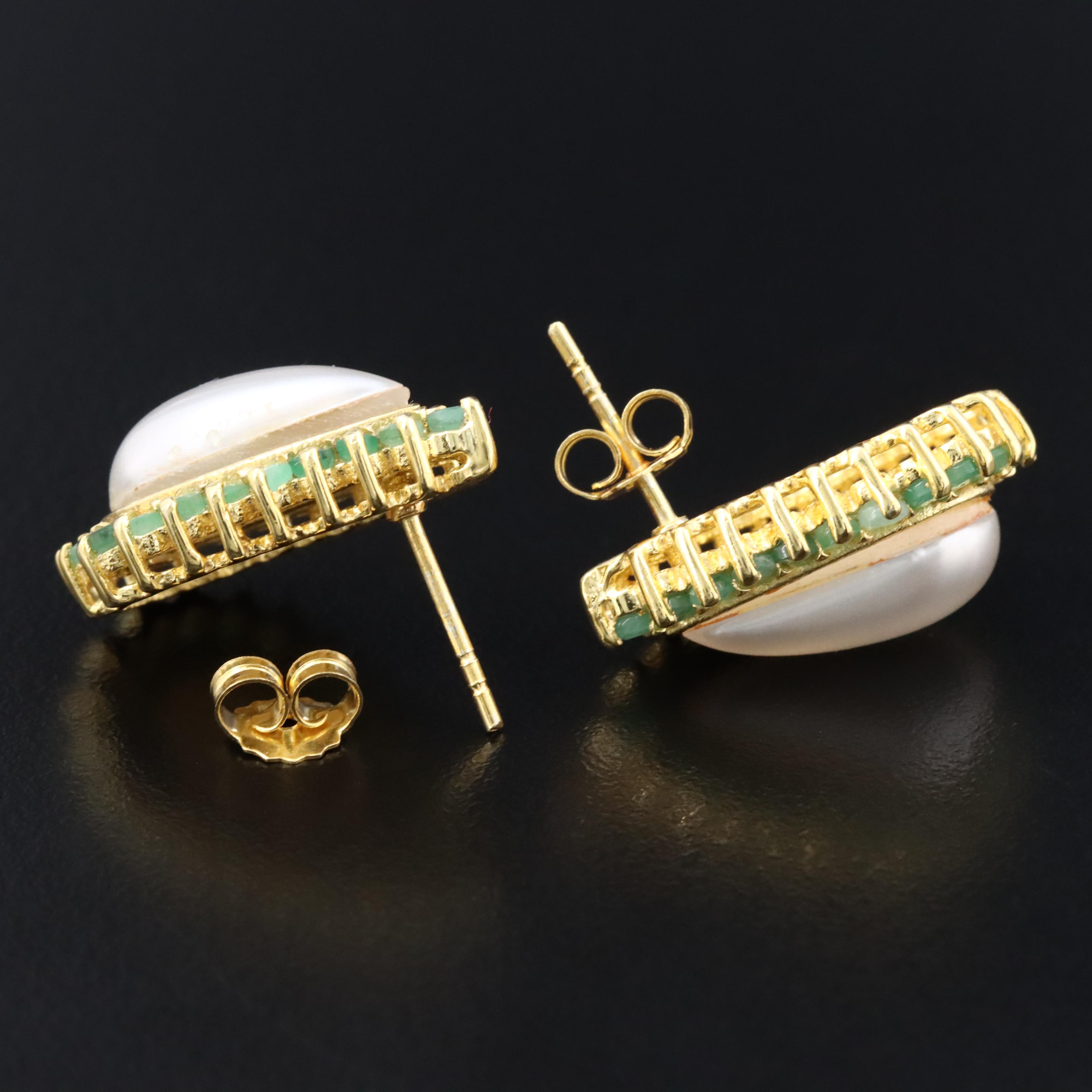 Sterling Drop Earrings with Imitation Pearl and Emerald