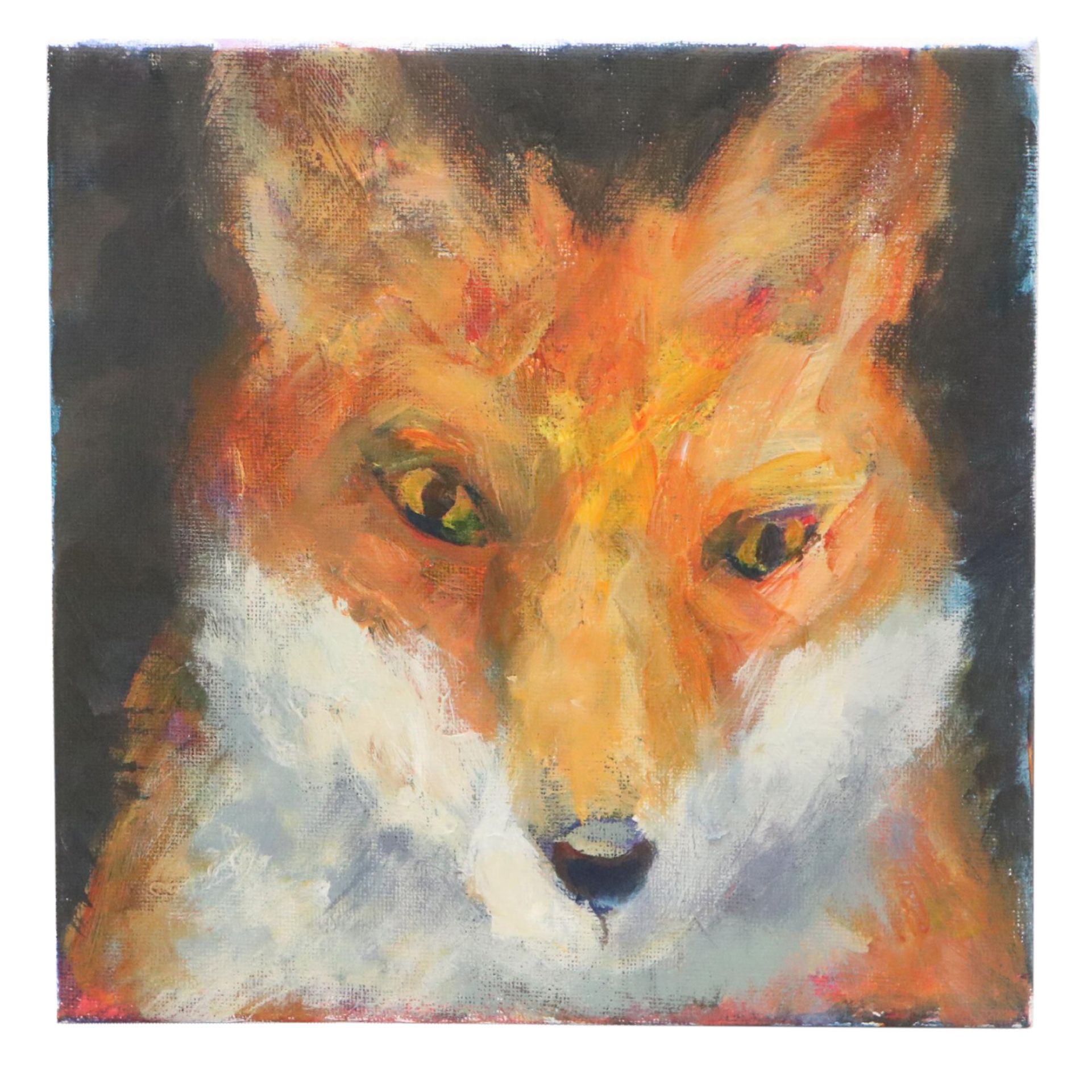 Elle Raines Stylized Acrylic Painting "Fox"