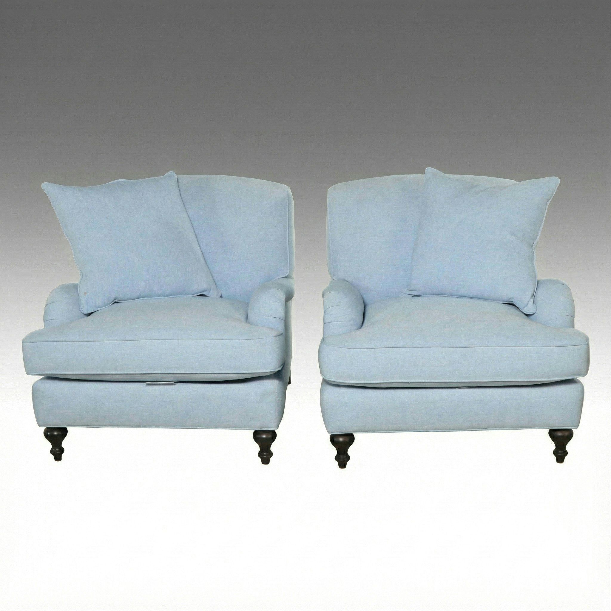 Pair of Lee Industries "Serena & Lily" Powder Blue Armchairs