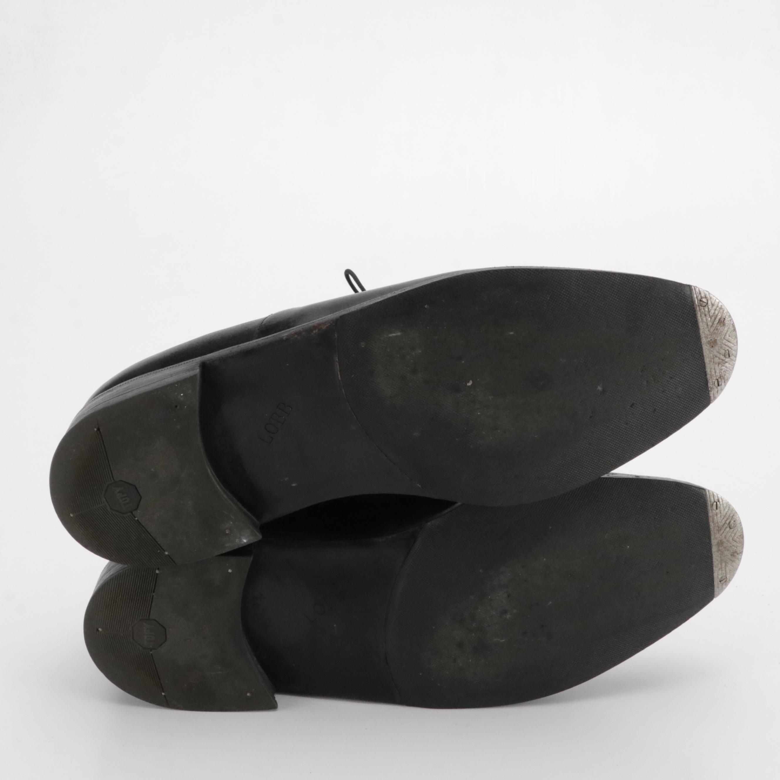 Custom Men's John Lobb Oxford Dress Shoes in Black Leather