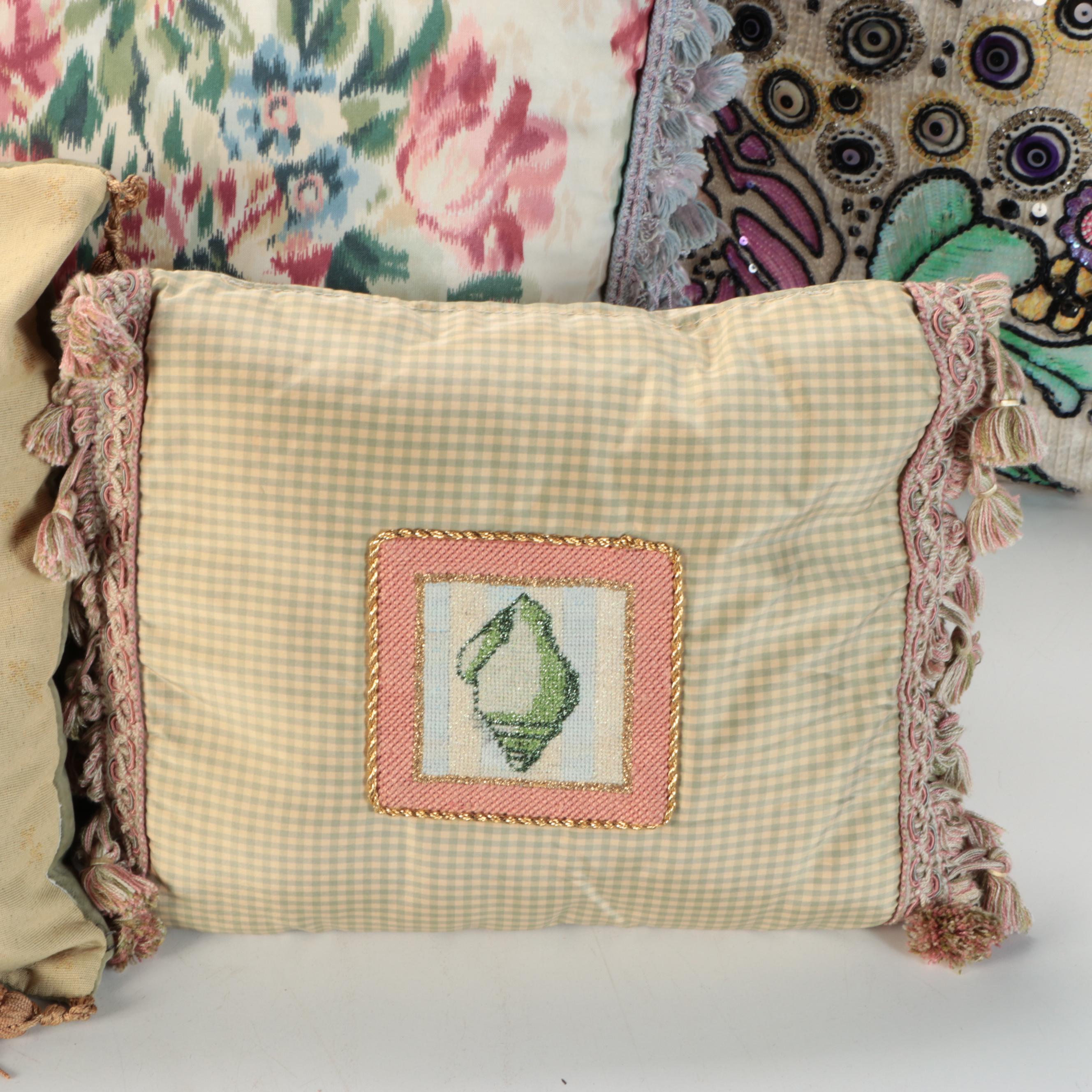 Cowrie Shell Pillow Cases with Assorted Accent Pillows