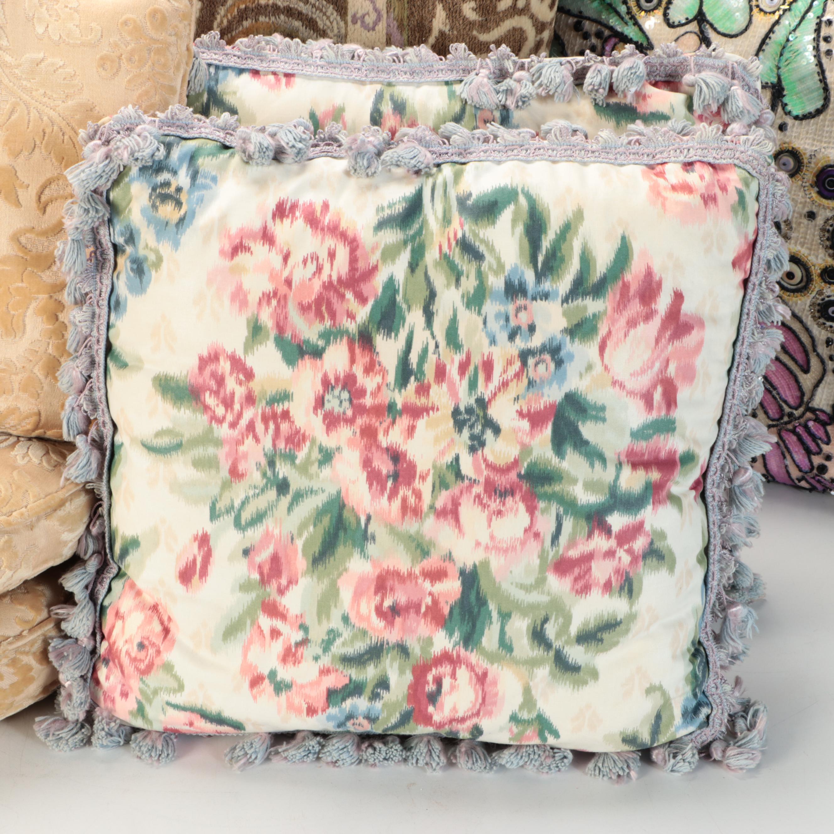 Cowrie Shell Pillow Cases with Assorted Accent Pillows