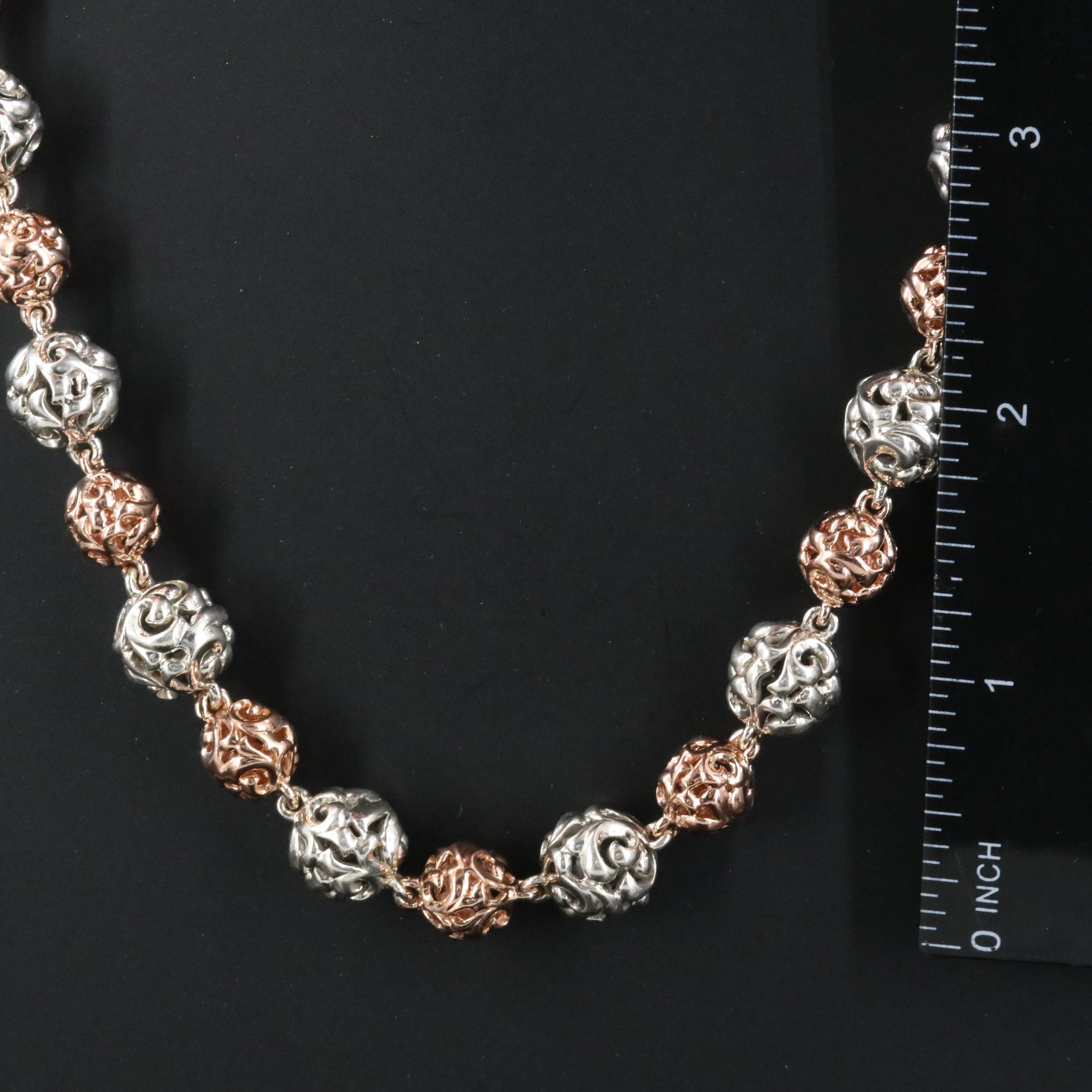 Charles Krypell Sterling Ivy Bead Necklace with Rose Tone Finish