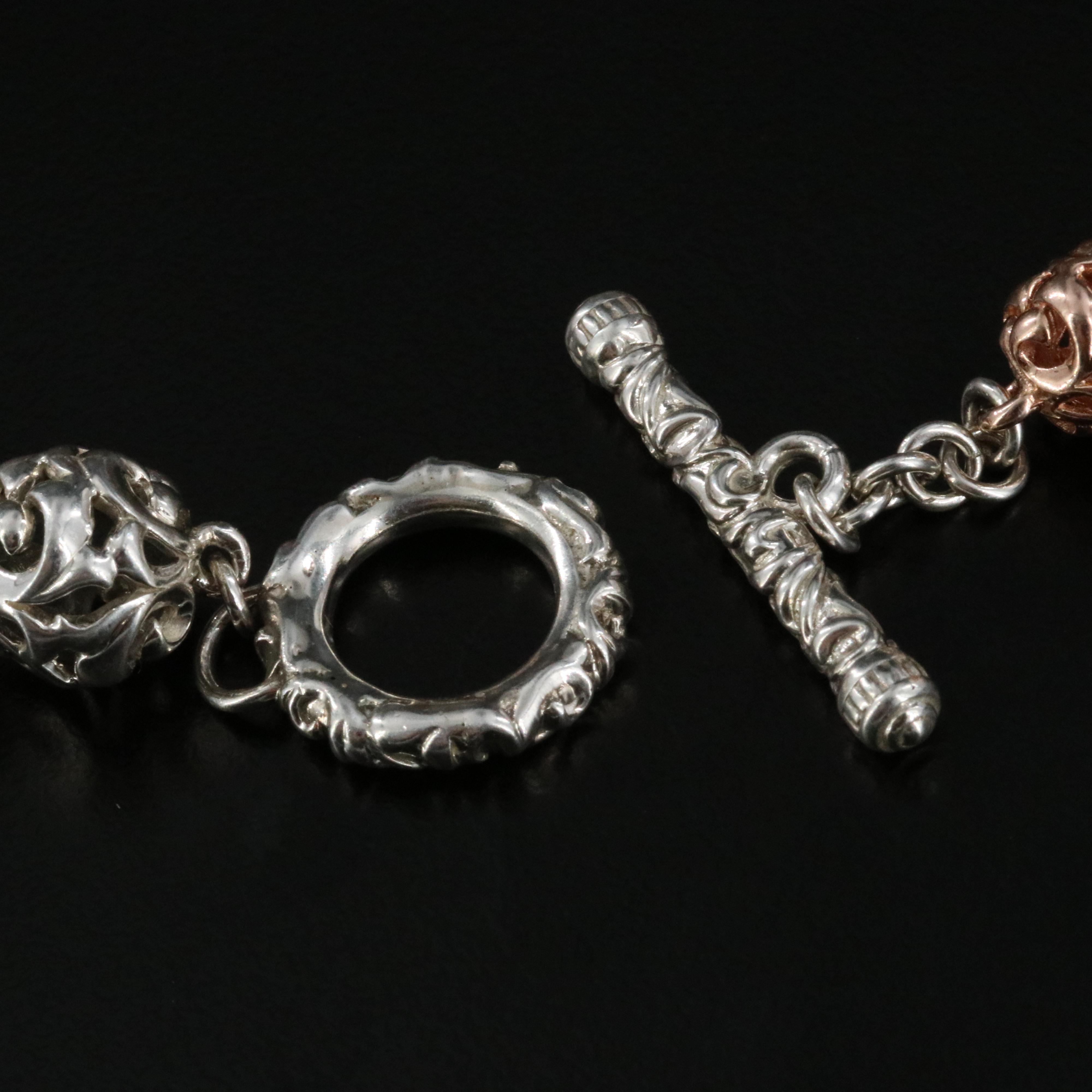 Charles Krypell Sterling Ivy Bead Necklace with Rose Tone Finish