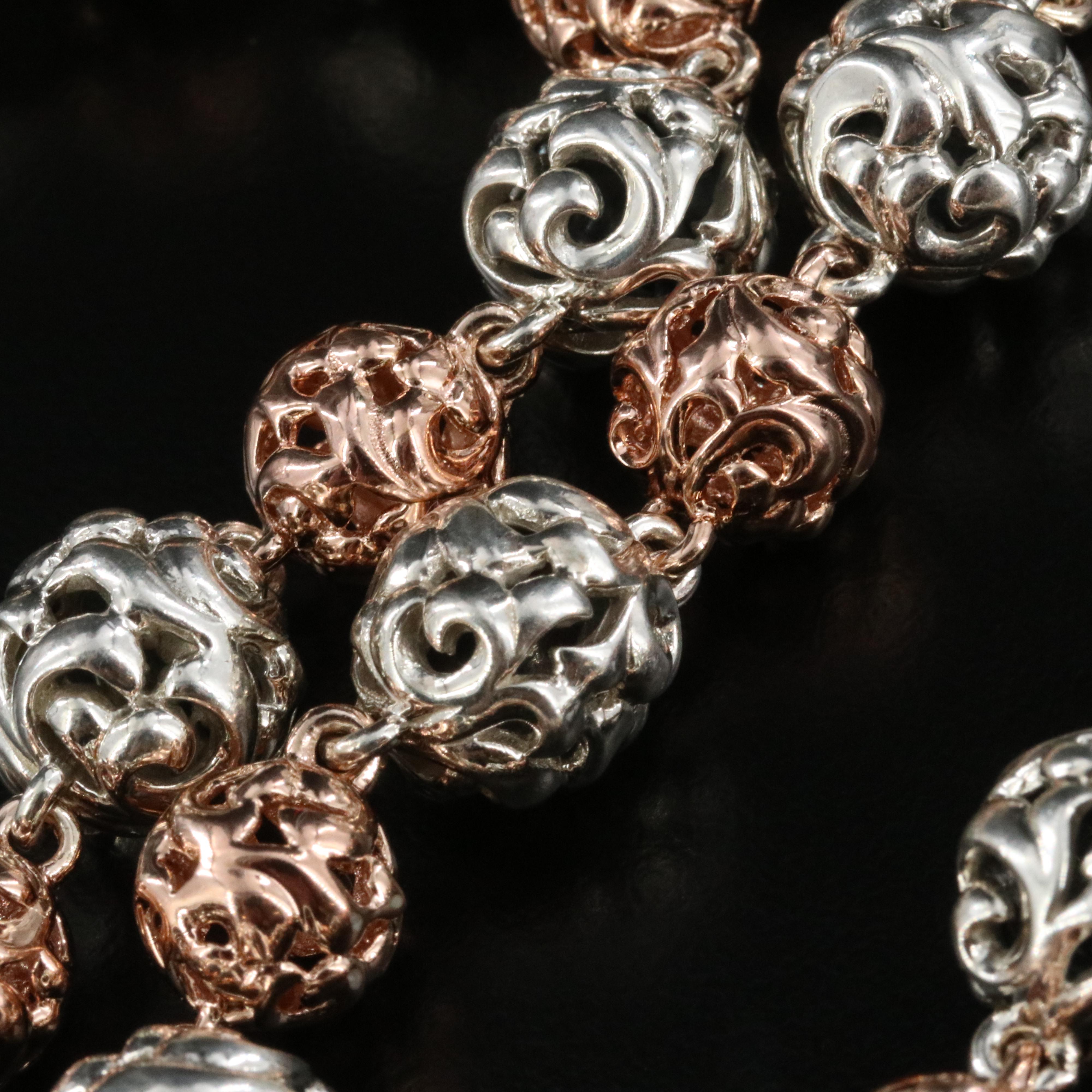 Charles Krypell Sterling Ivy Bead Necklace with Rose Tone Finish