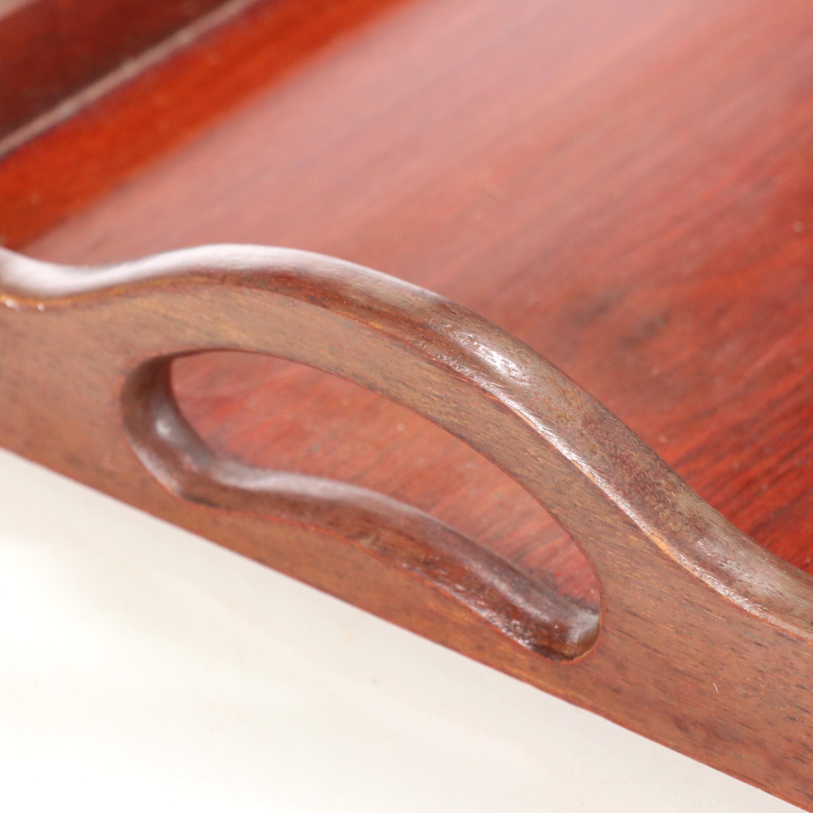 Florentine Toleware Tray with Hand-Painted Lacquerware and Wooden Serving Trays