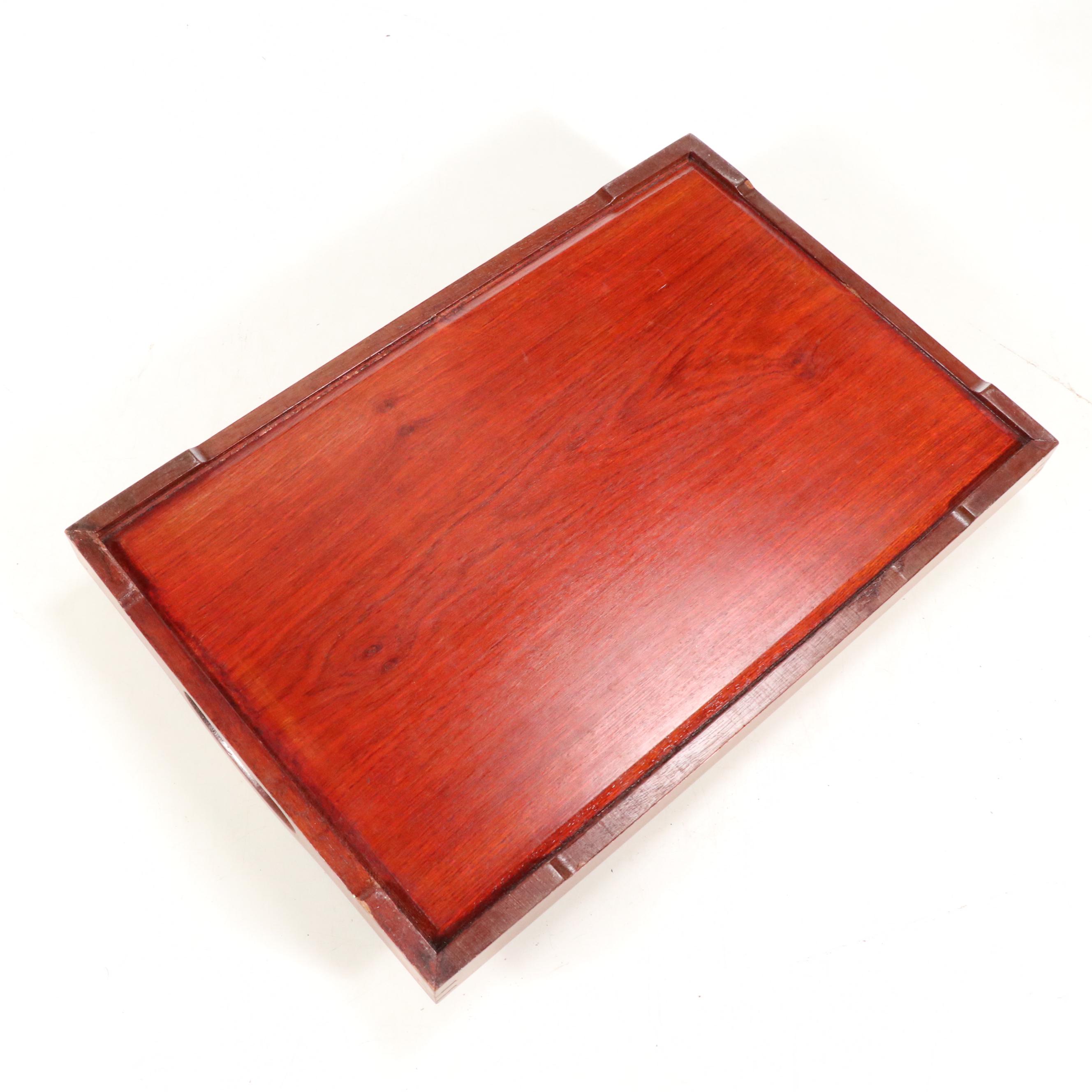 Florentine Toleware Tray with Hand-Painted Lacquerware and Wooden Serving Trays