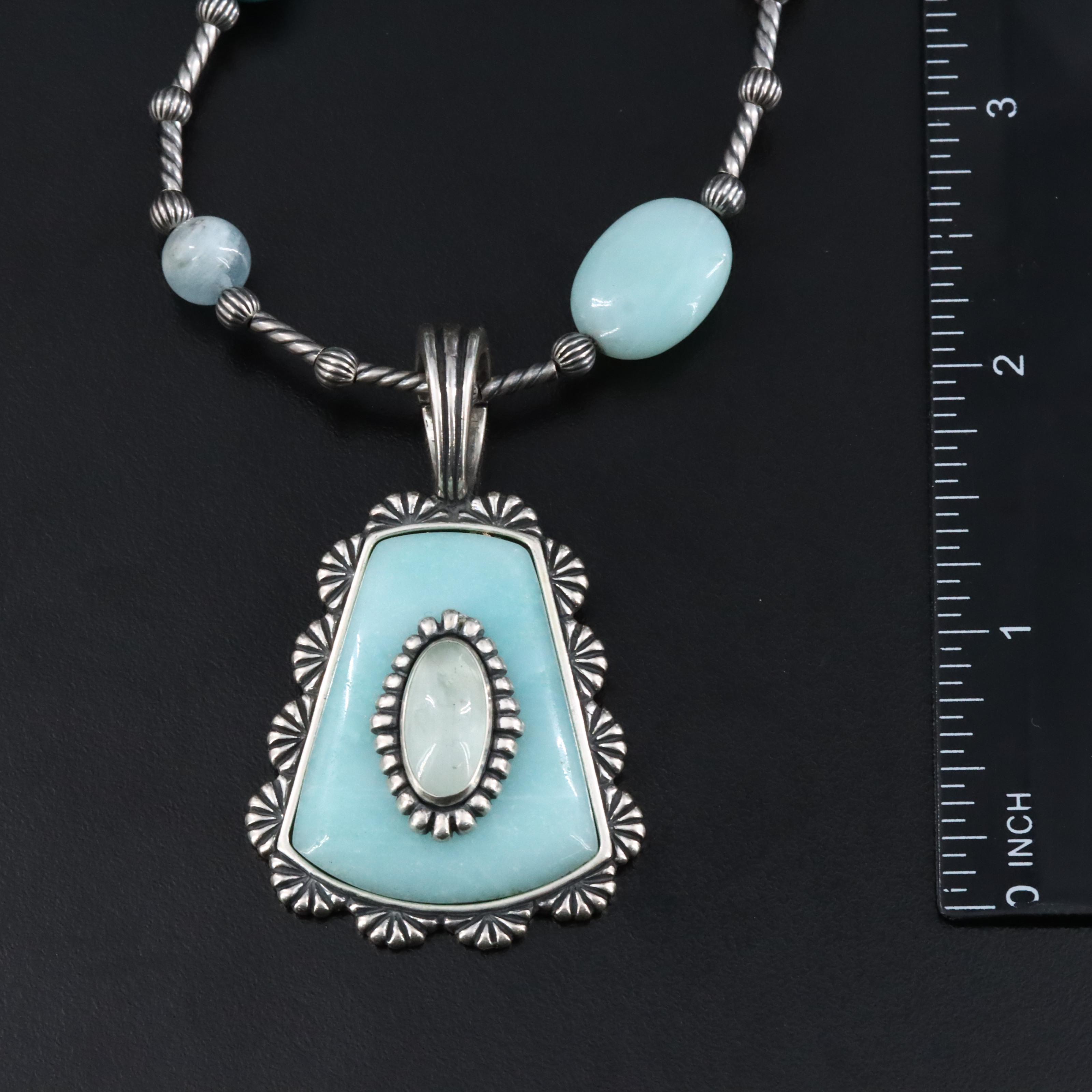 Carolyn Pollack for Relios Sterling Necklace with Amazonite Turquoise and Pearl