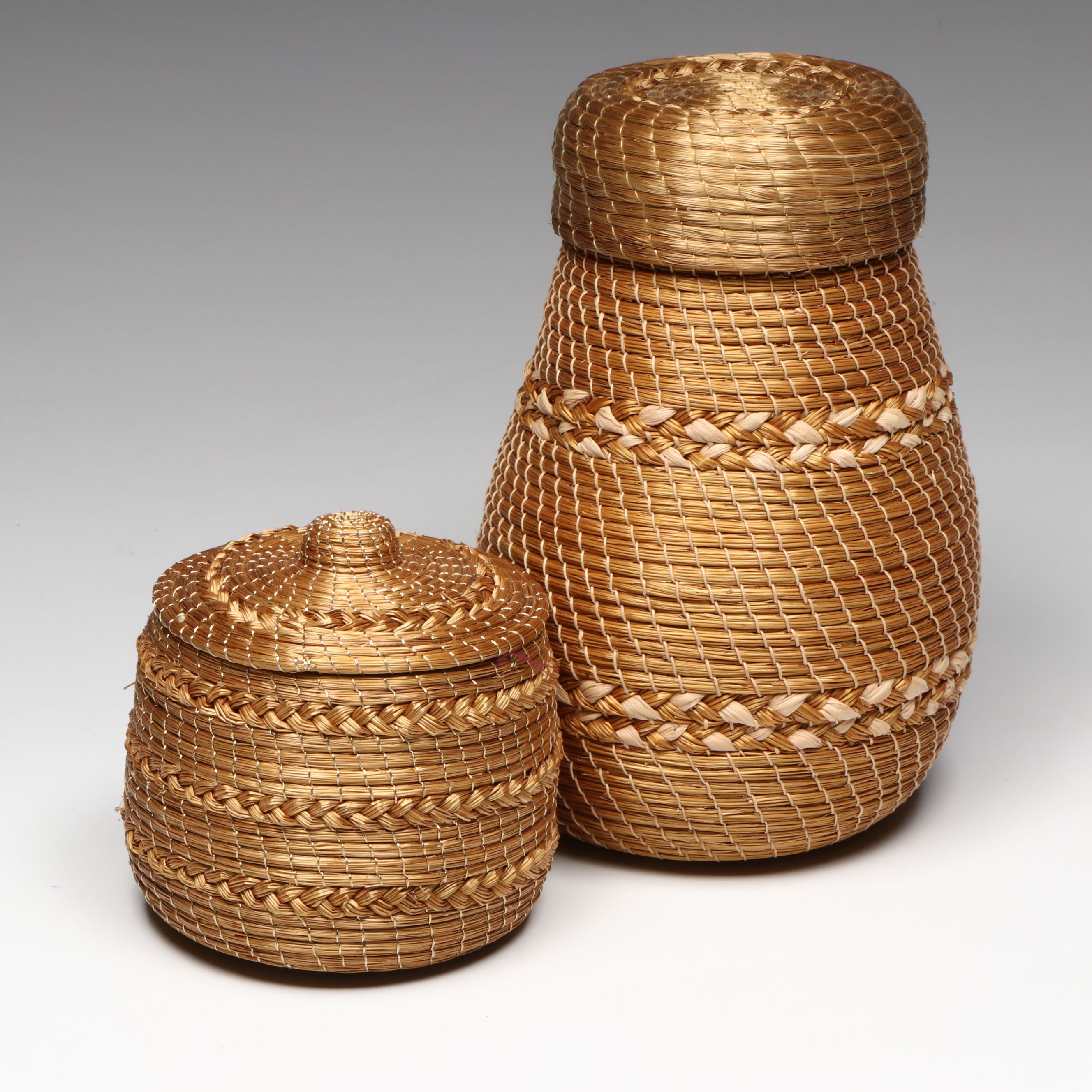 Brazilian Indigenous Handwoven Gold Baskets