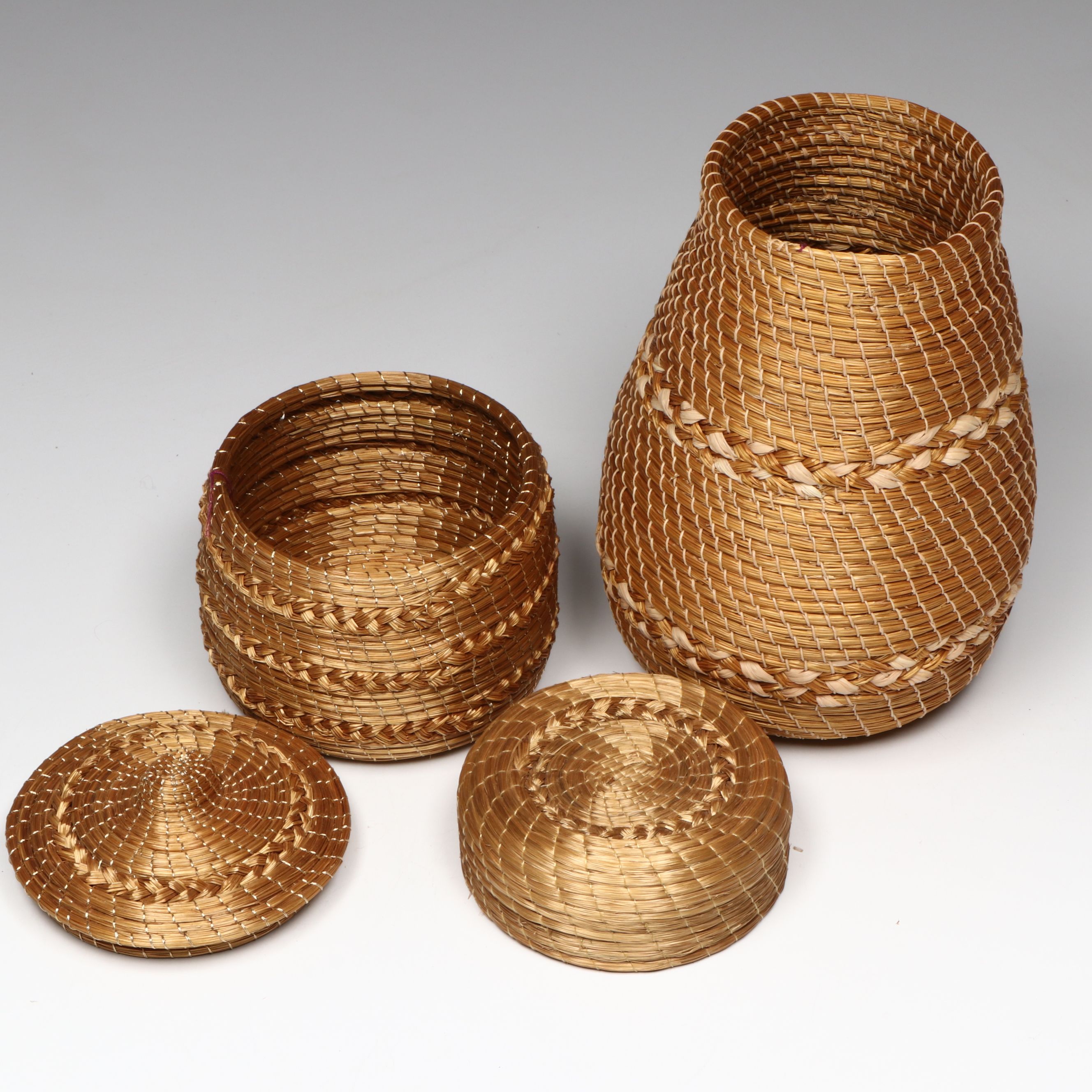 Brazilian Indigenous Handwoven Gold Baskets