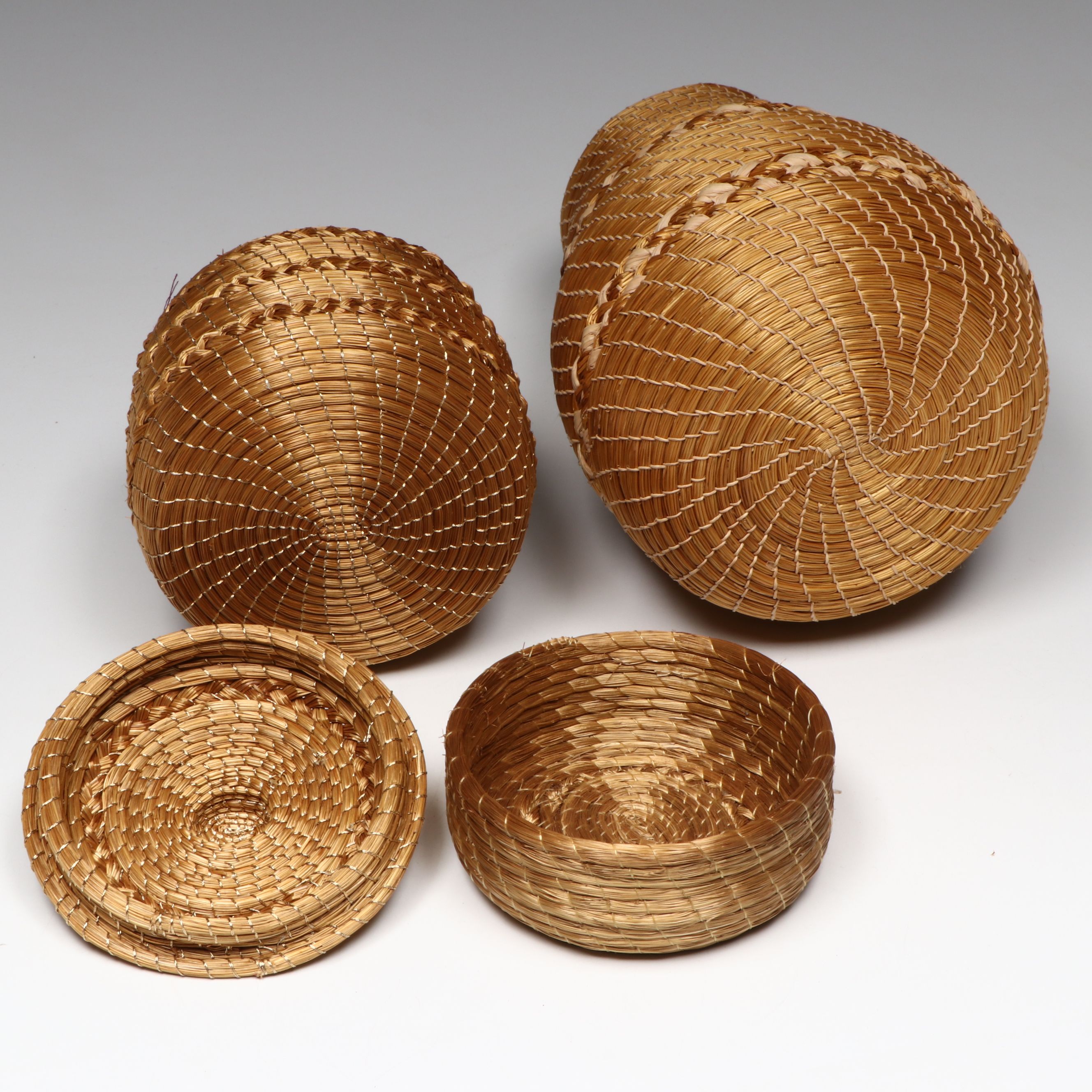 Brazilian Indigenous Handwoven Gold Baskets