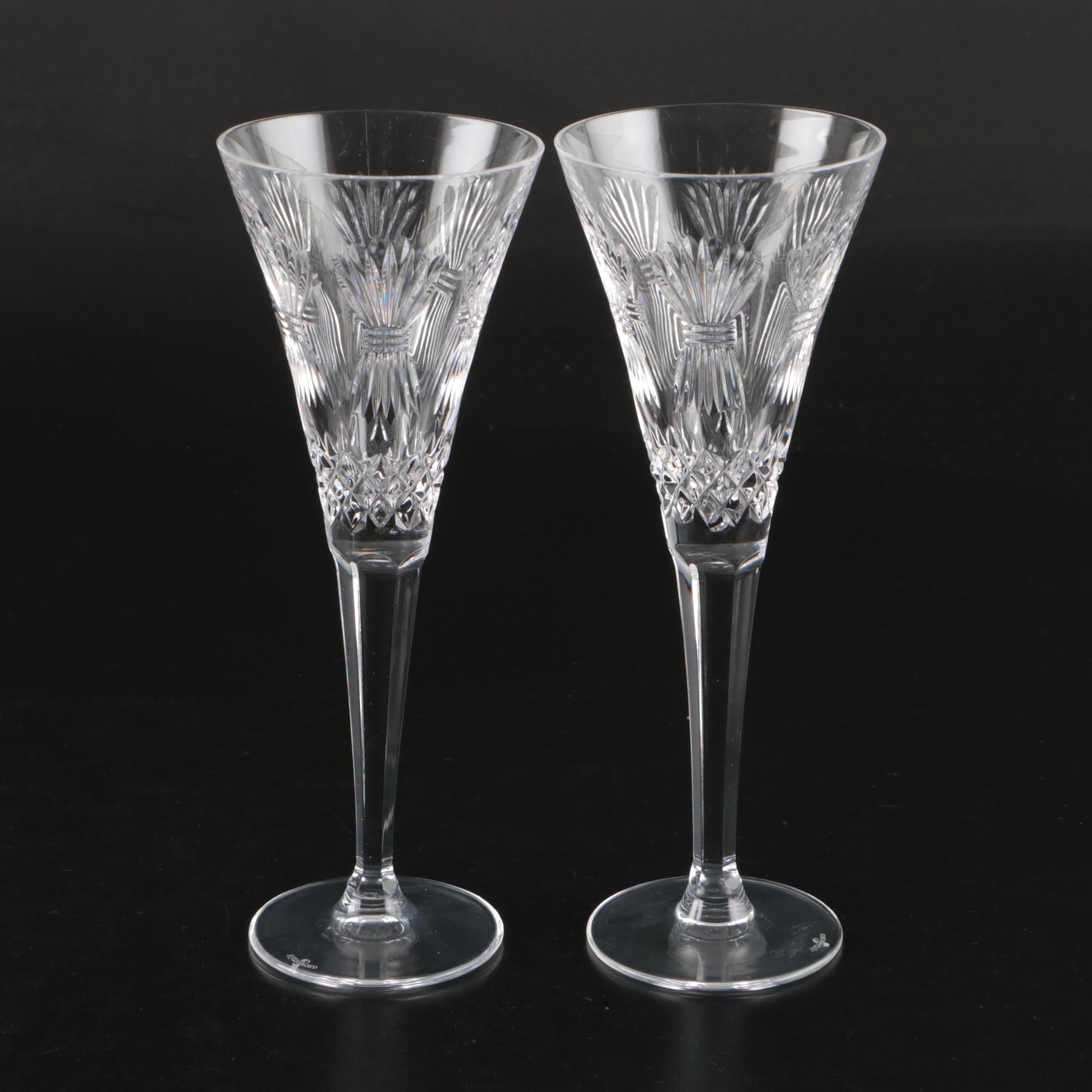 Waterford Crystal Millennium Series Fluted Champagne Glasses