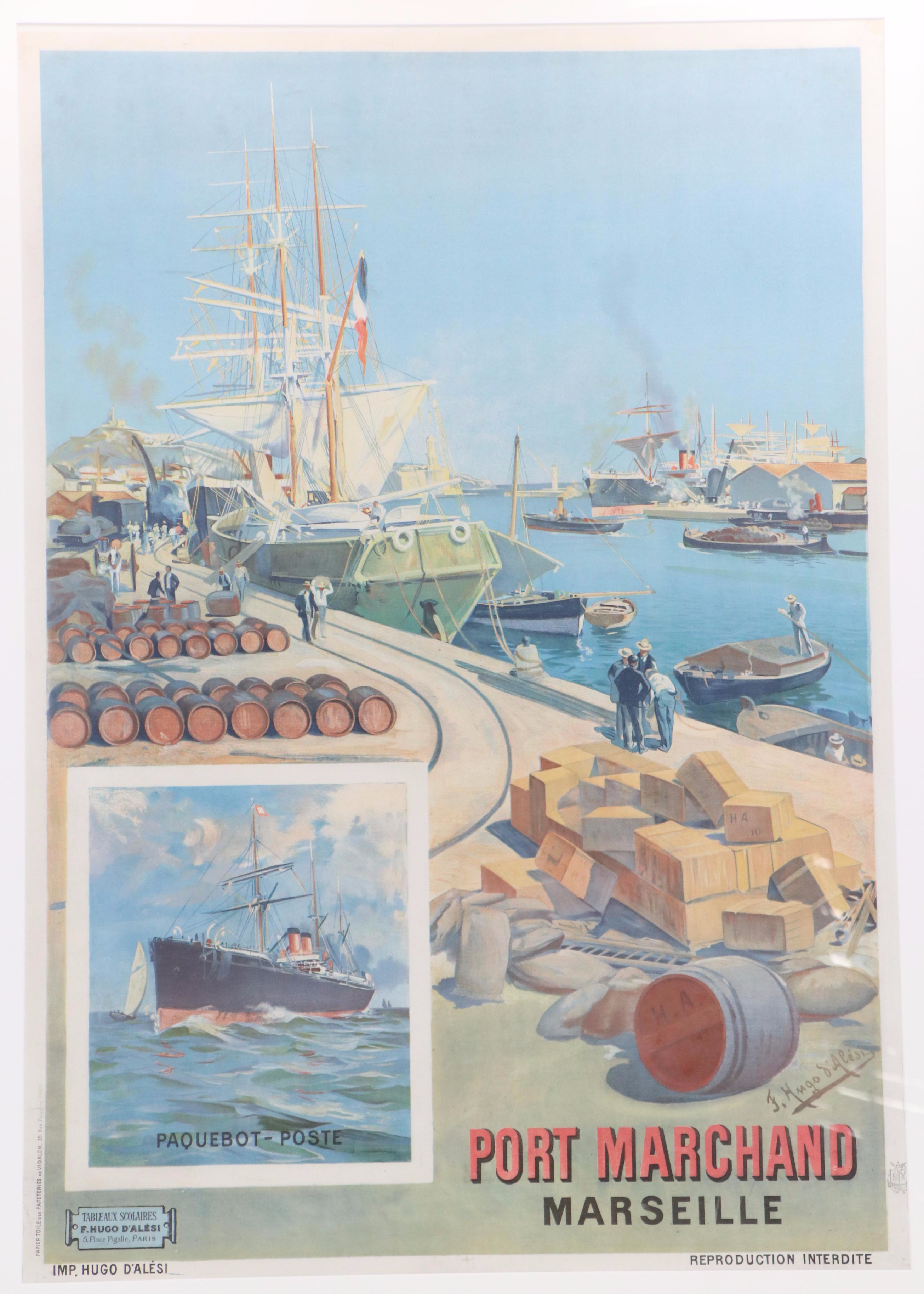 PLM Railways Chromolithograph Travel Poster "Port Marchand: Marseille"