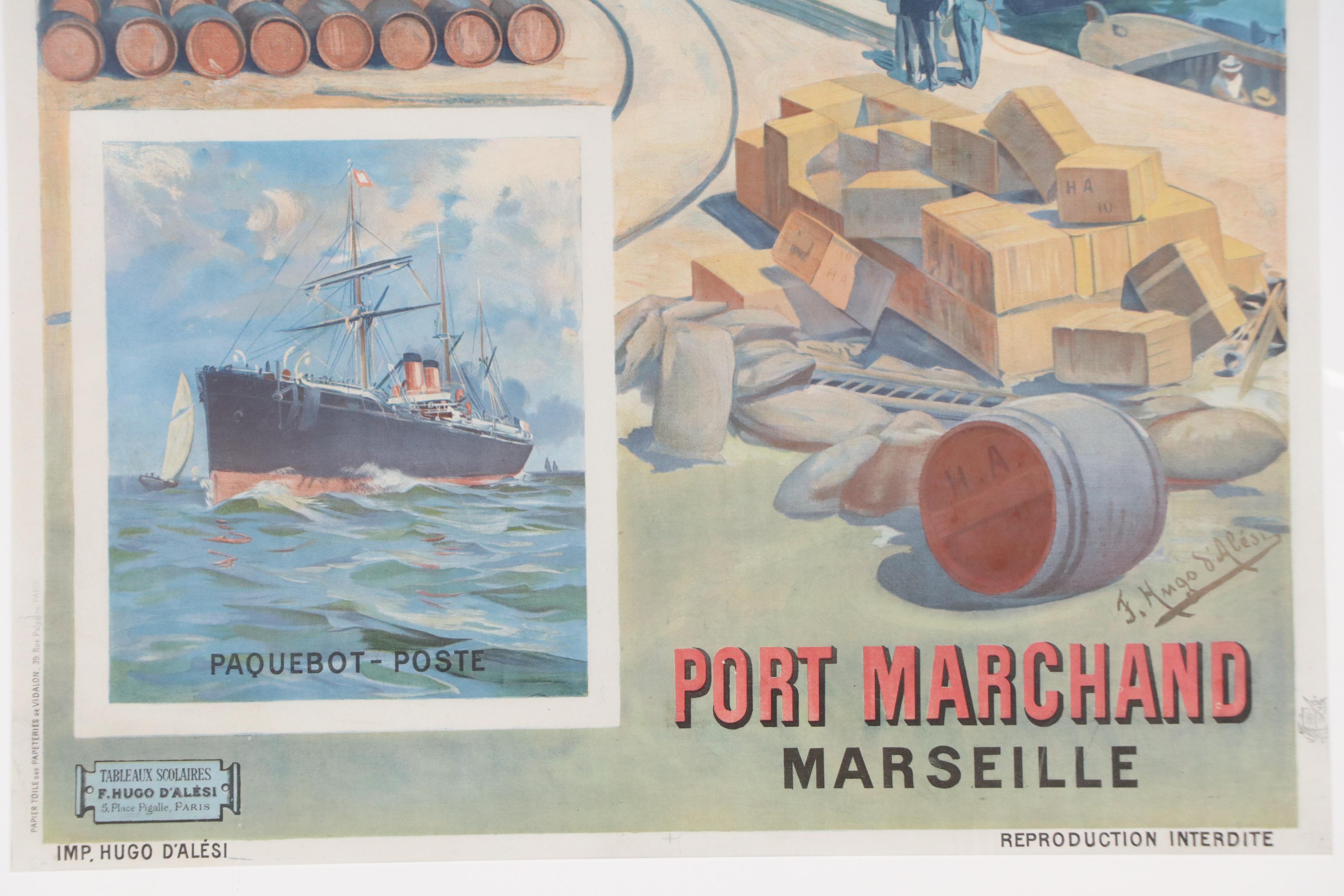 PLM Railways Chromolithograph Travel Poster "Port Marchand: Marseille"