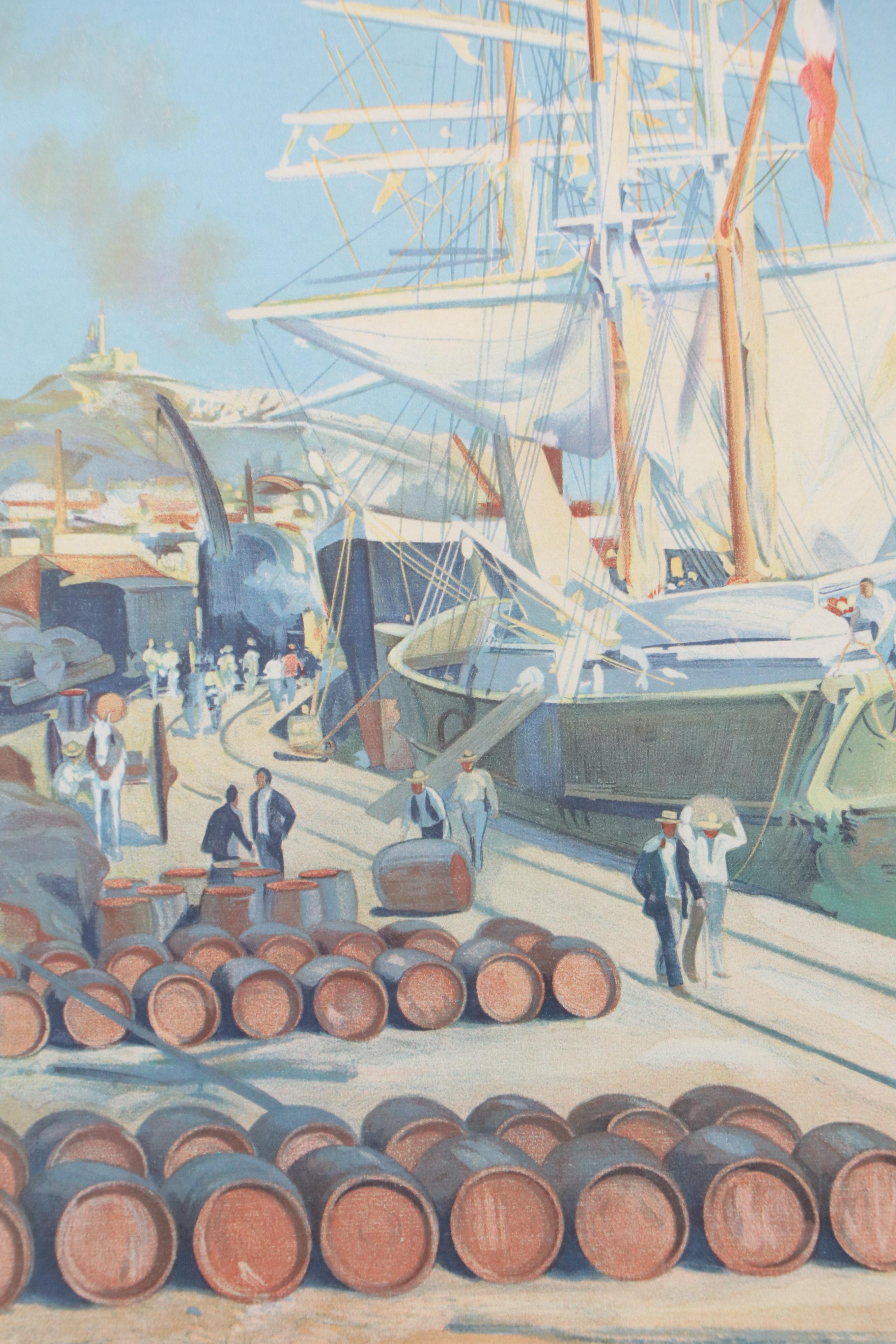 PLM Railways Chromolithograph Travel Poster "Port Marchand: Marseille"