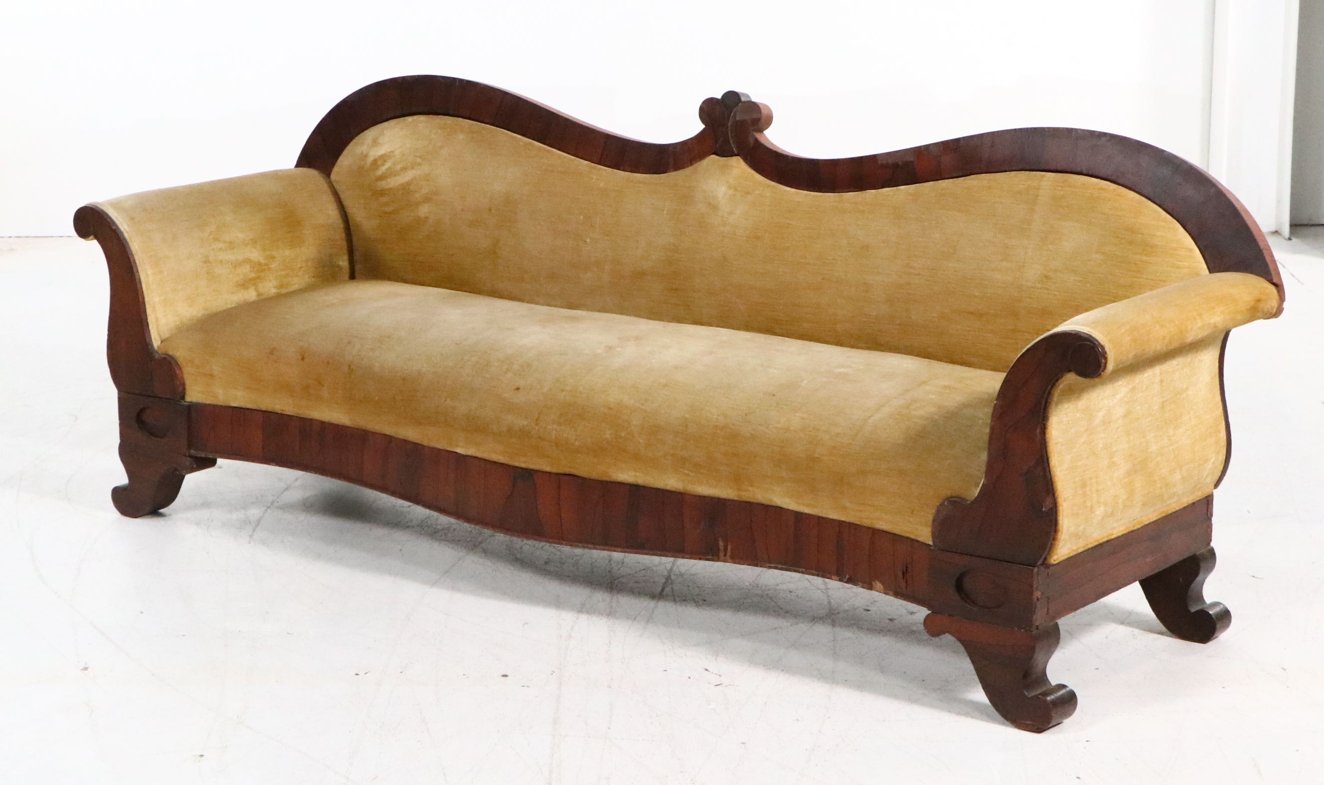 Empire Revival Upholstered Mahogany Sofa, Late 19th Century
