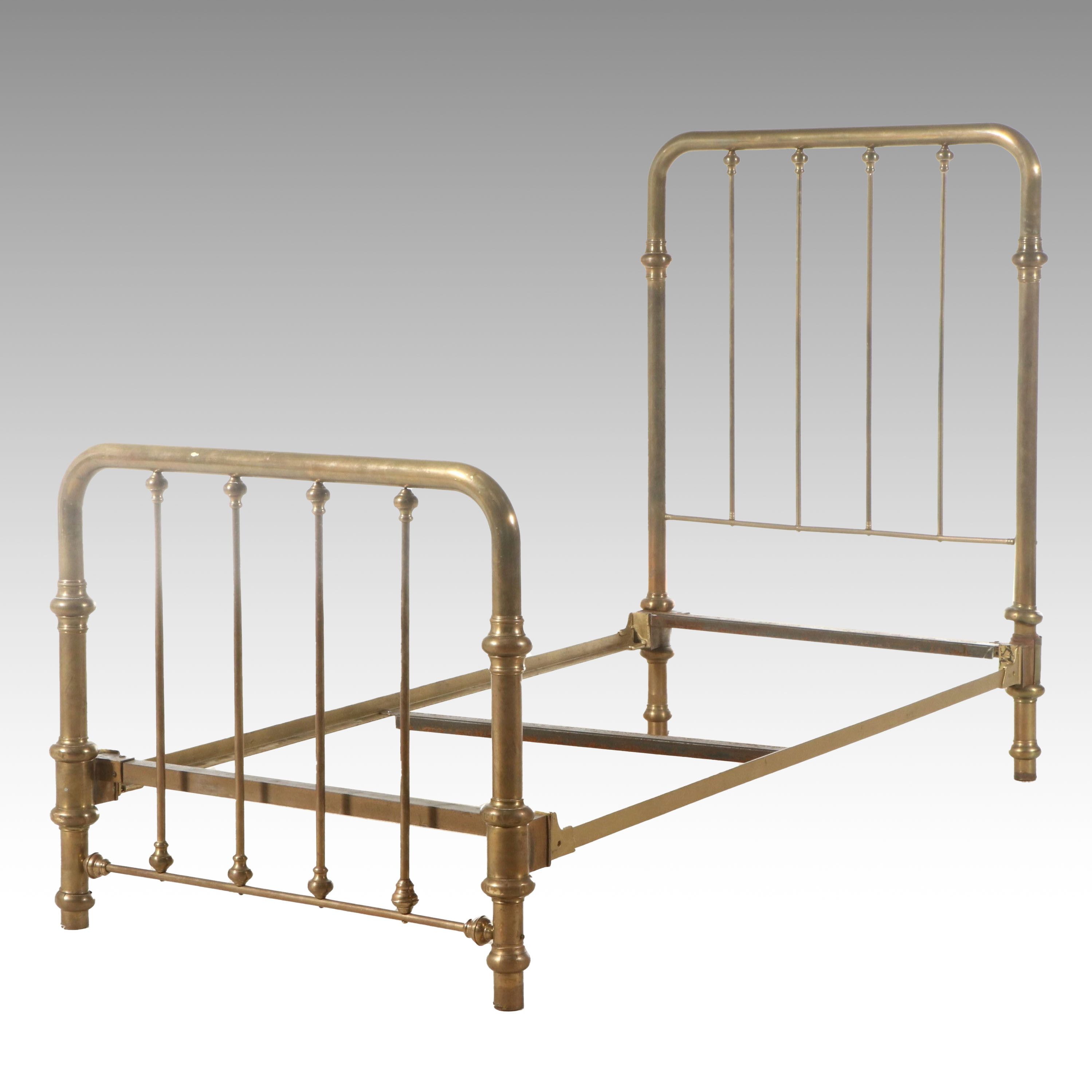 Edwardian Brass Twin Sized Bed Frame, Early 20th Century
