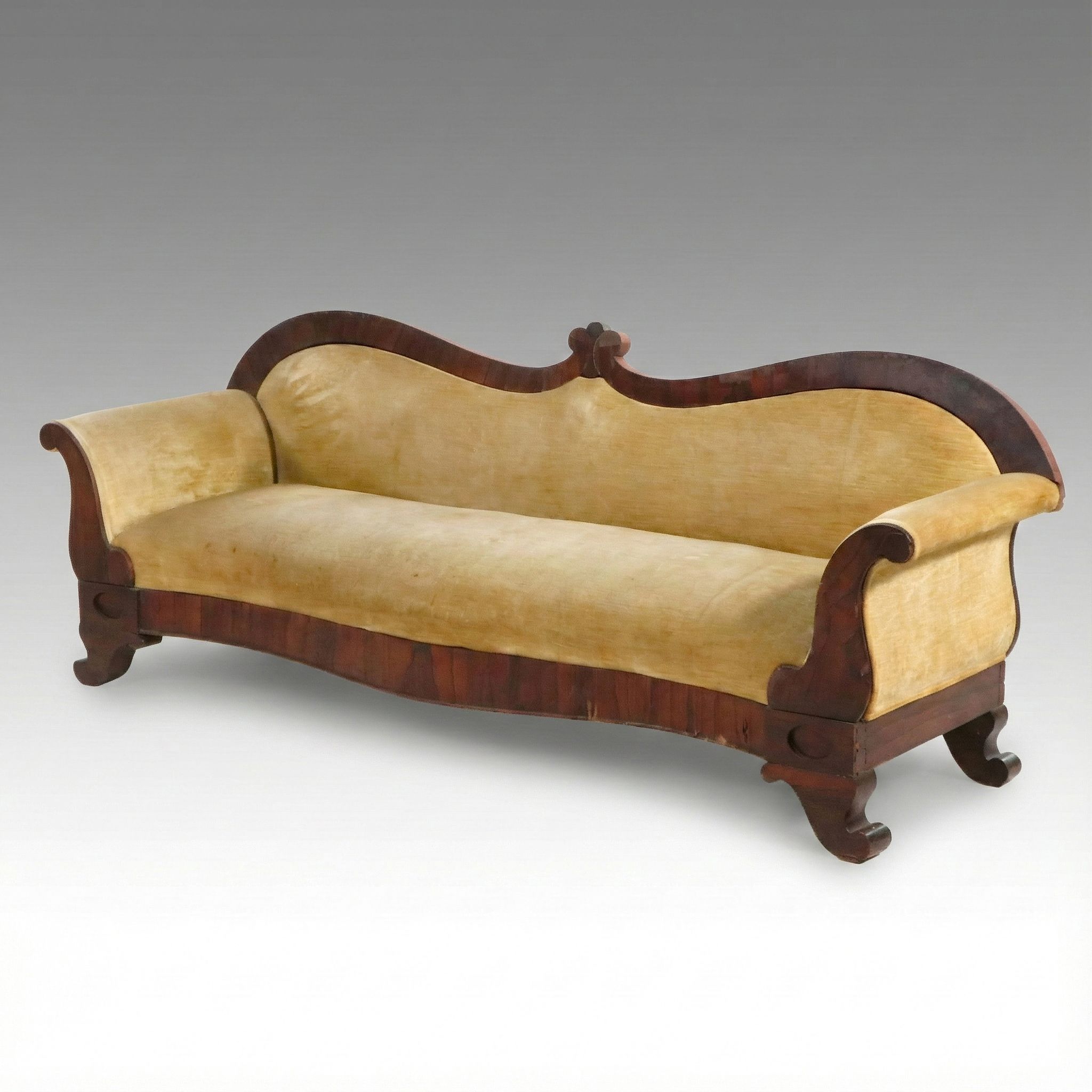 Empire Revival Upholstered Mahogany Sofa, Late 19th Century
