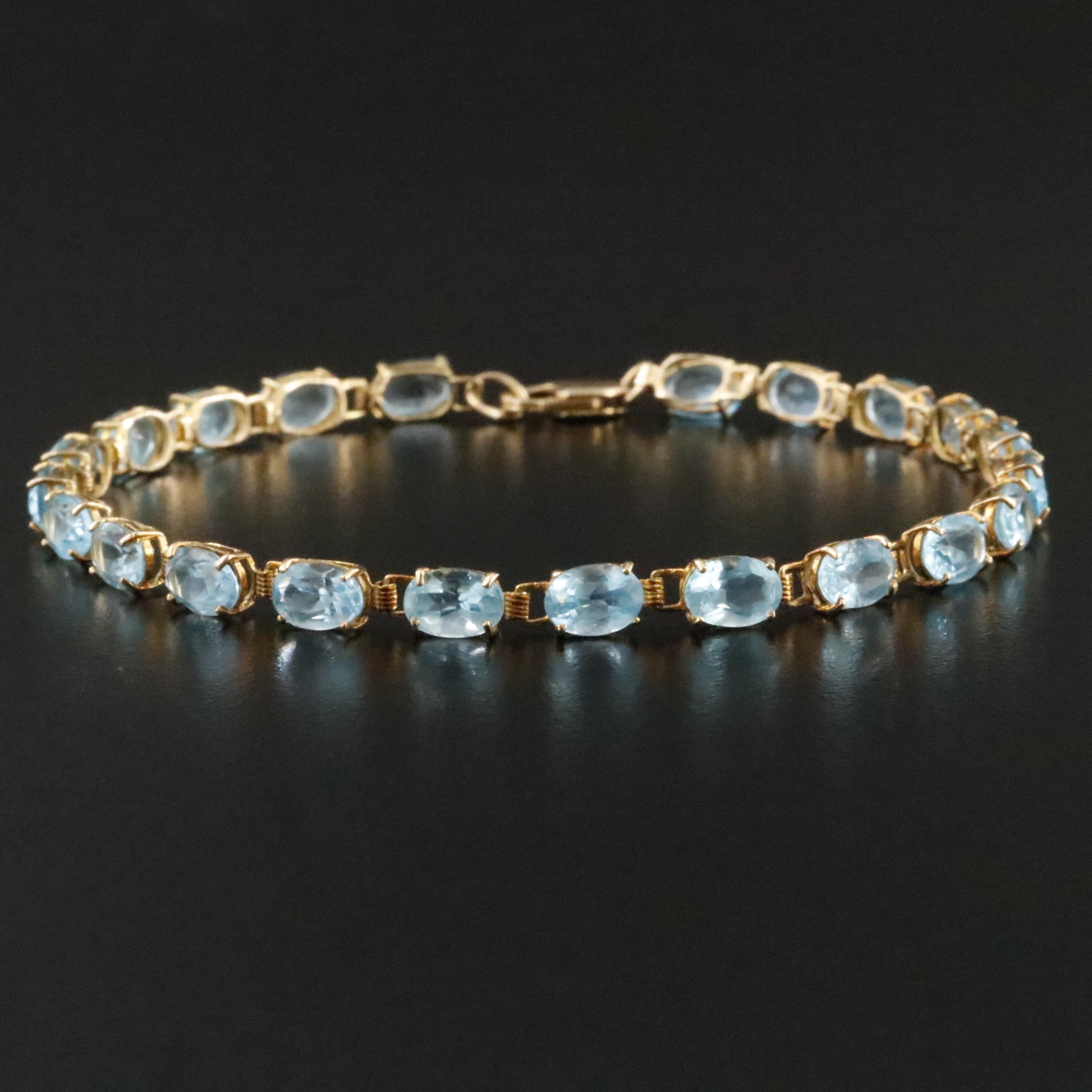 14K Blue Topaz Line Bracelet