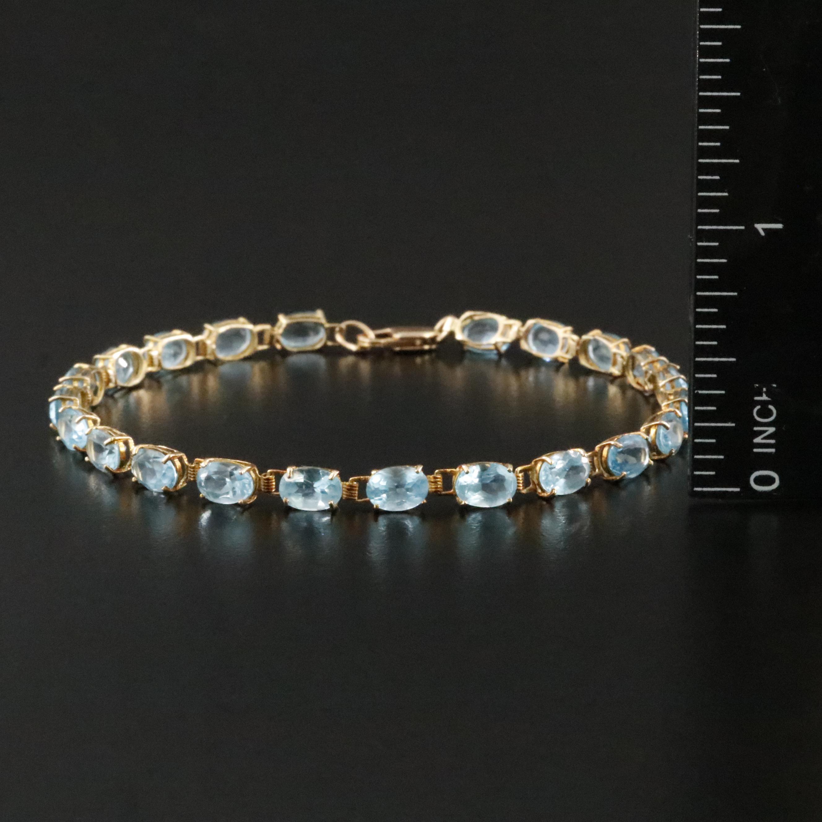14K Blue Topaz Line Bracelet