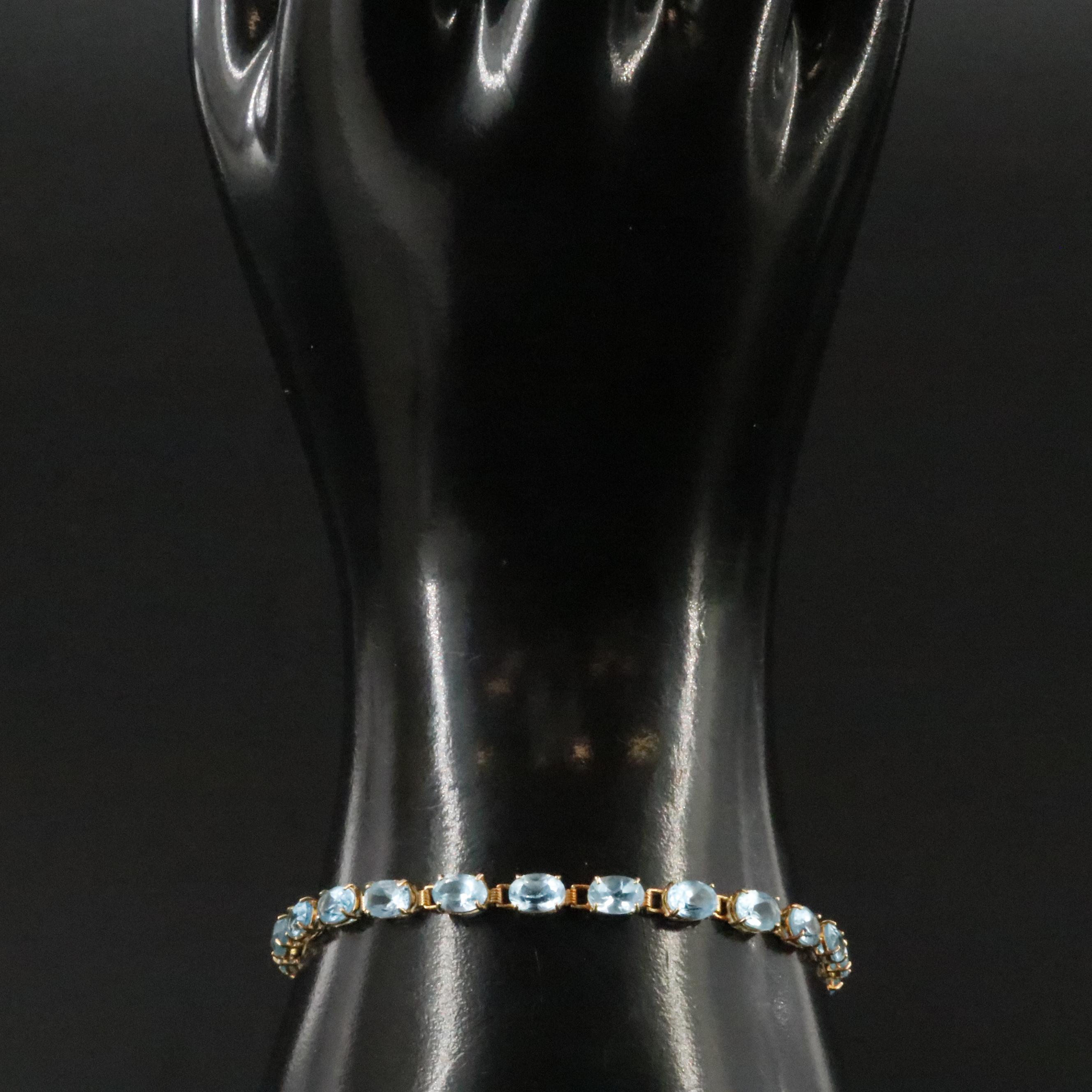 14K Blue Topaz Line Bracelet