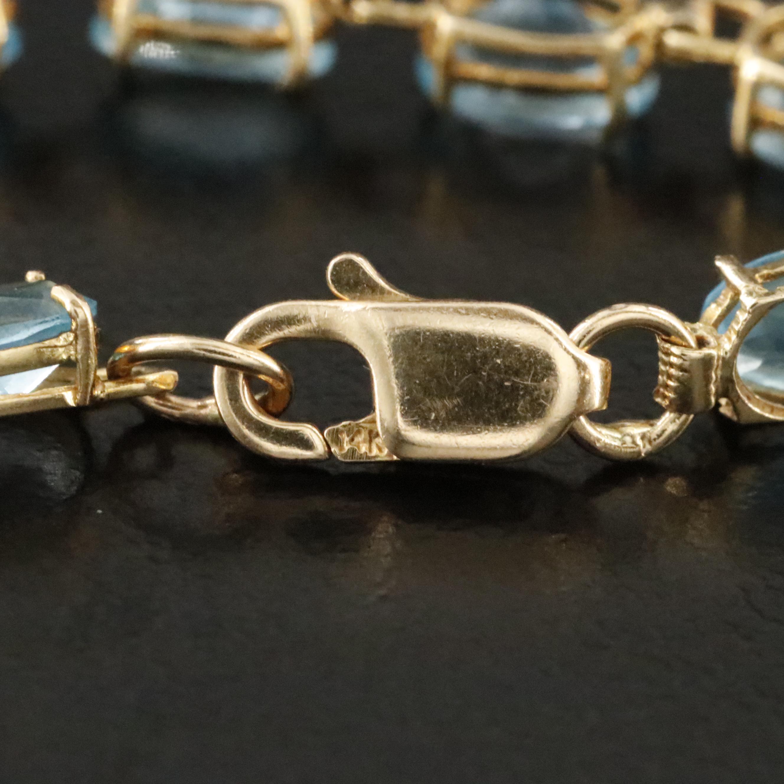 14K Blue Topaz Line Bracelet