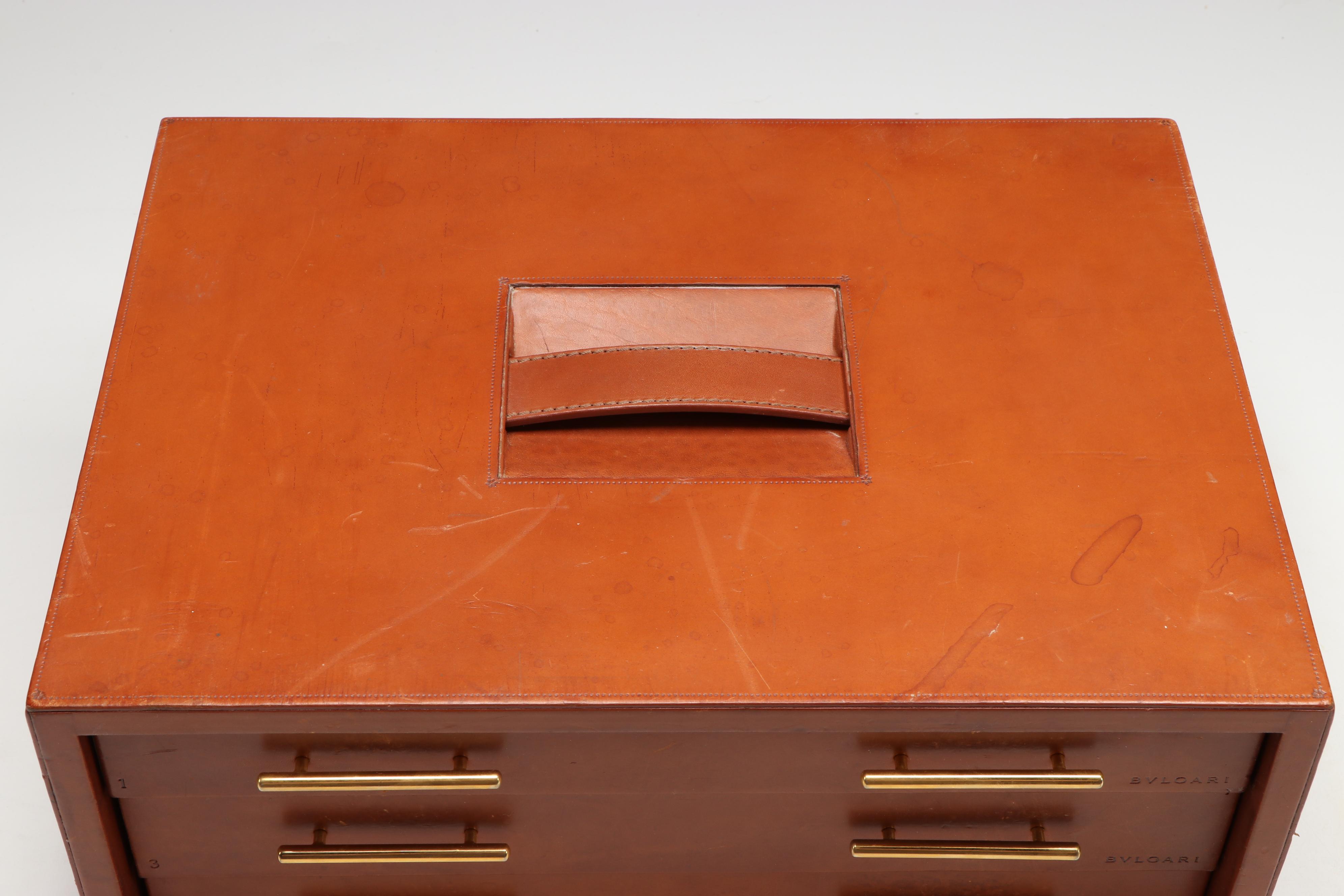 Bvlgari Leather Bound Wood Jewelry Box