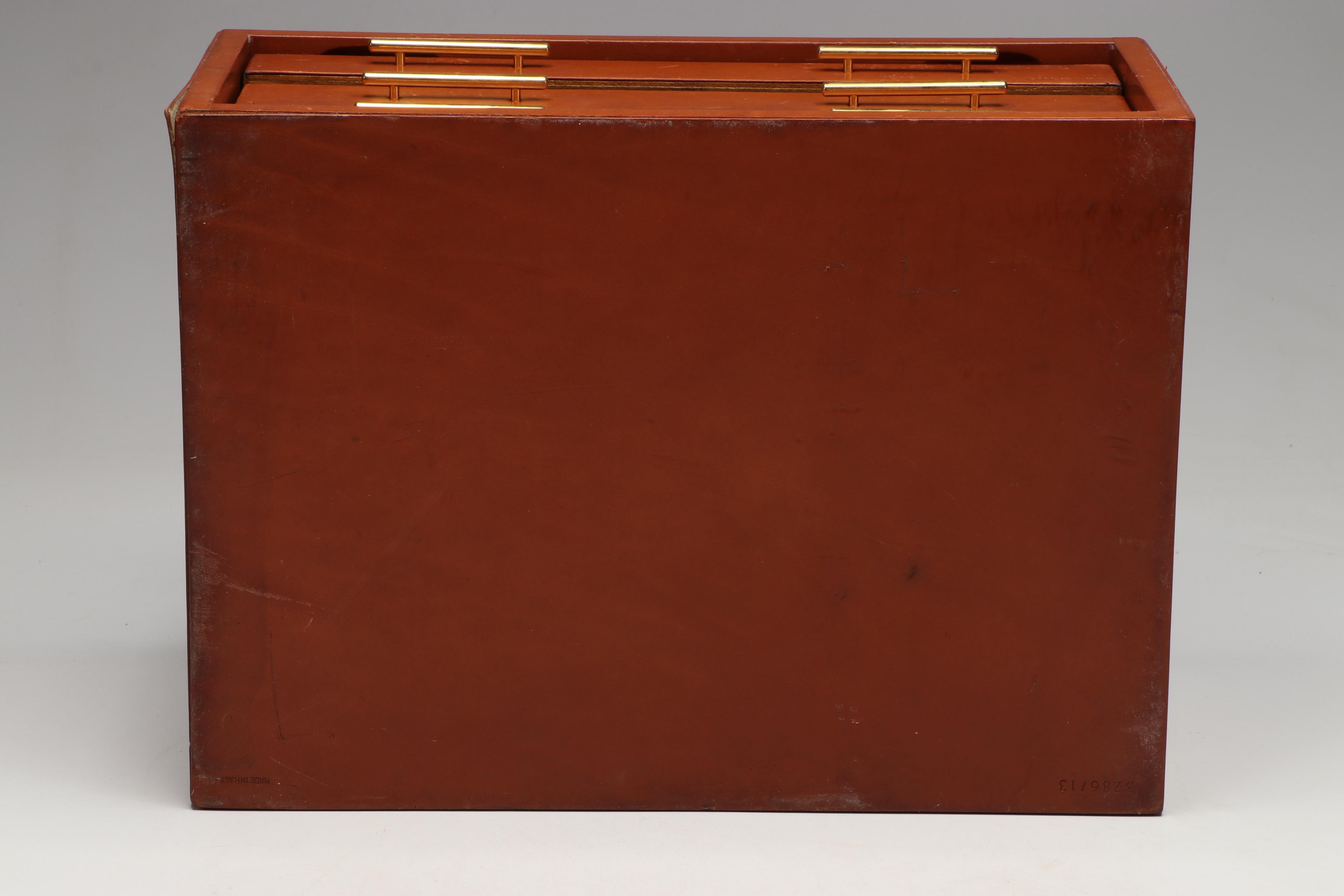 Bvlgari Leather Bound Wood Jewelry Box