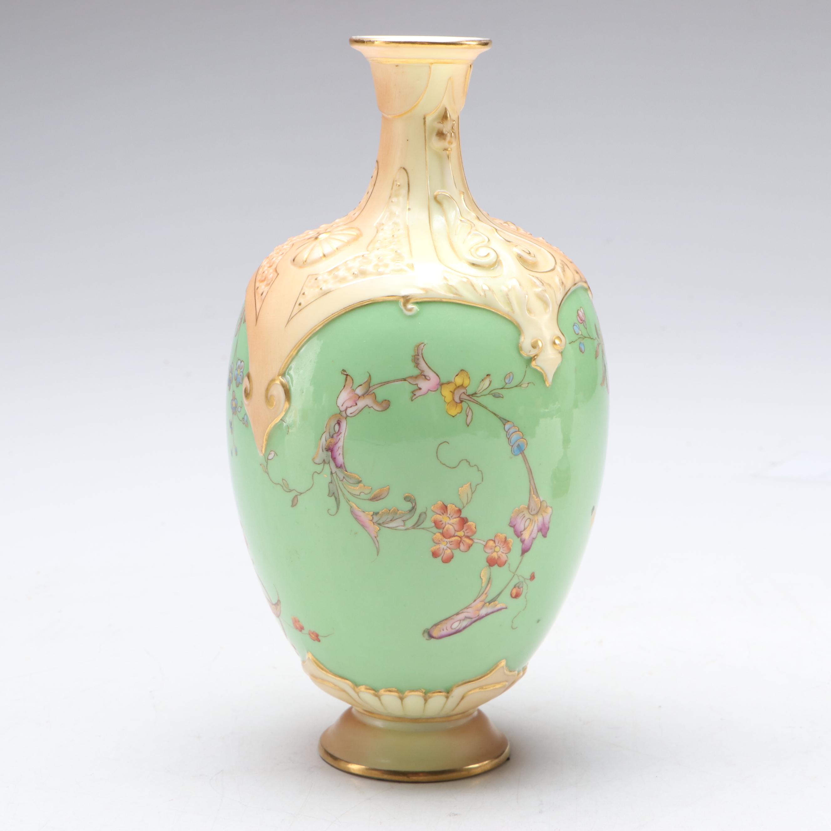 Royal Worcester English Gilt Porcelain Vase and Lidded Urn