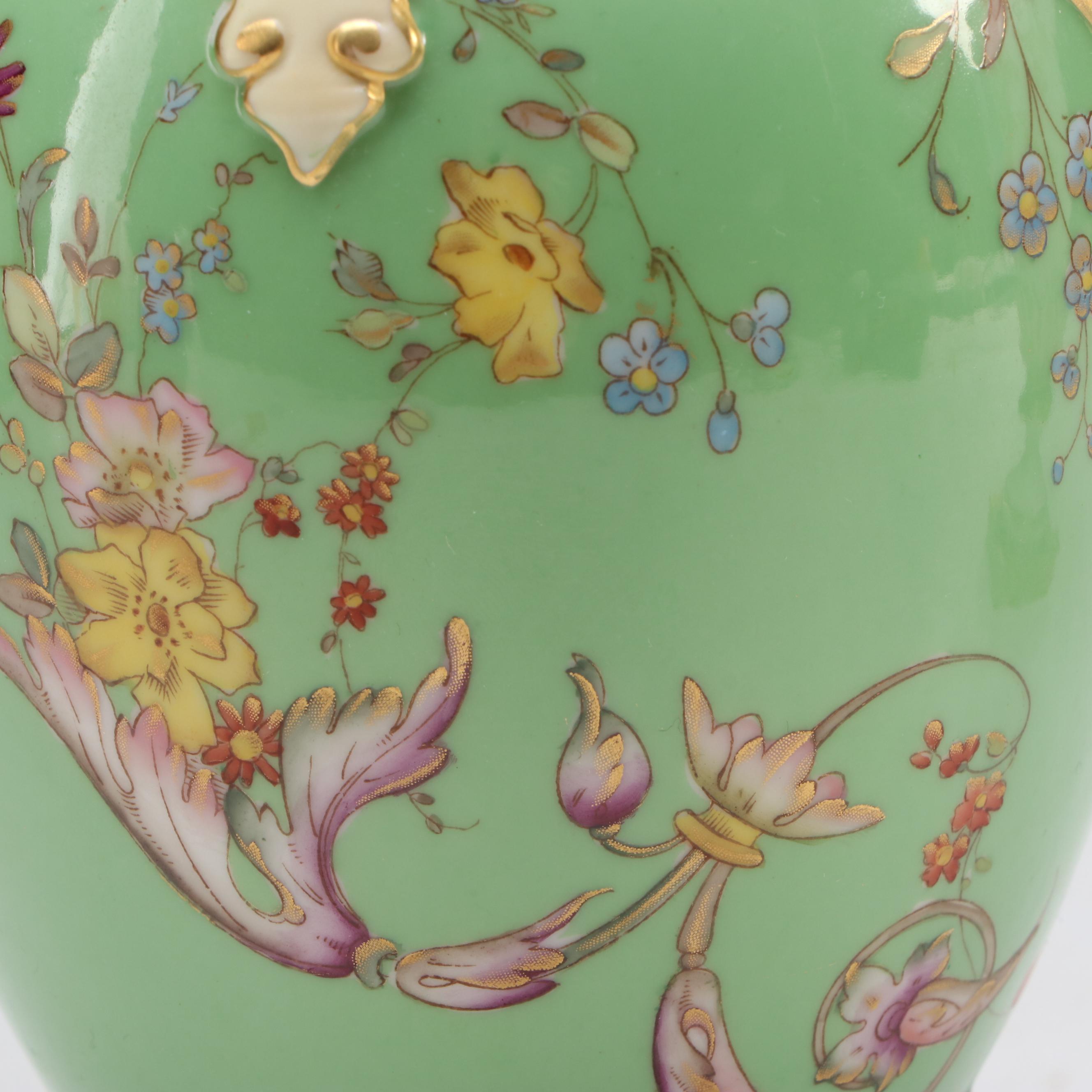 Royal Worcester English Gilt Porcelain Vase and Lidded Urn