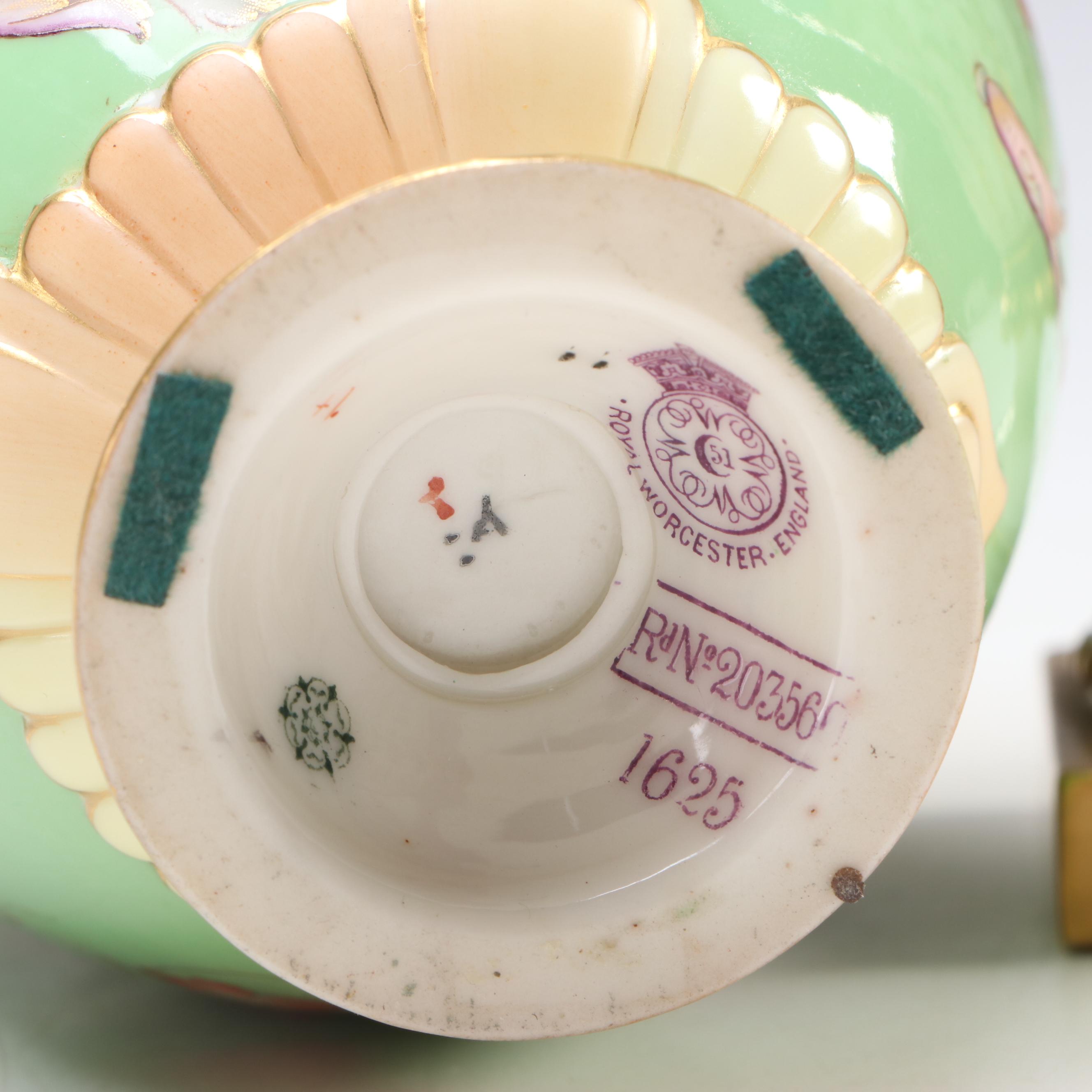 Royal Worcester English Gilt Porcelain Vase and Lidded Urn