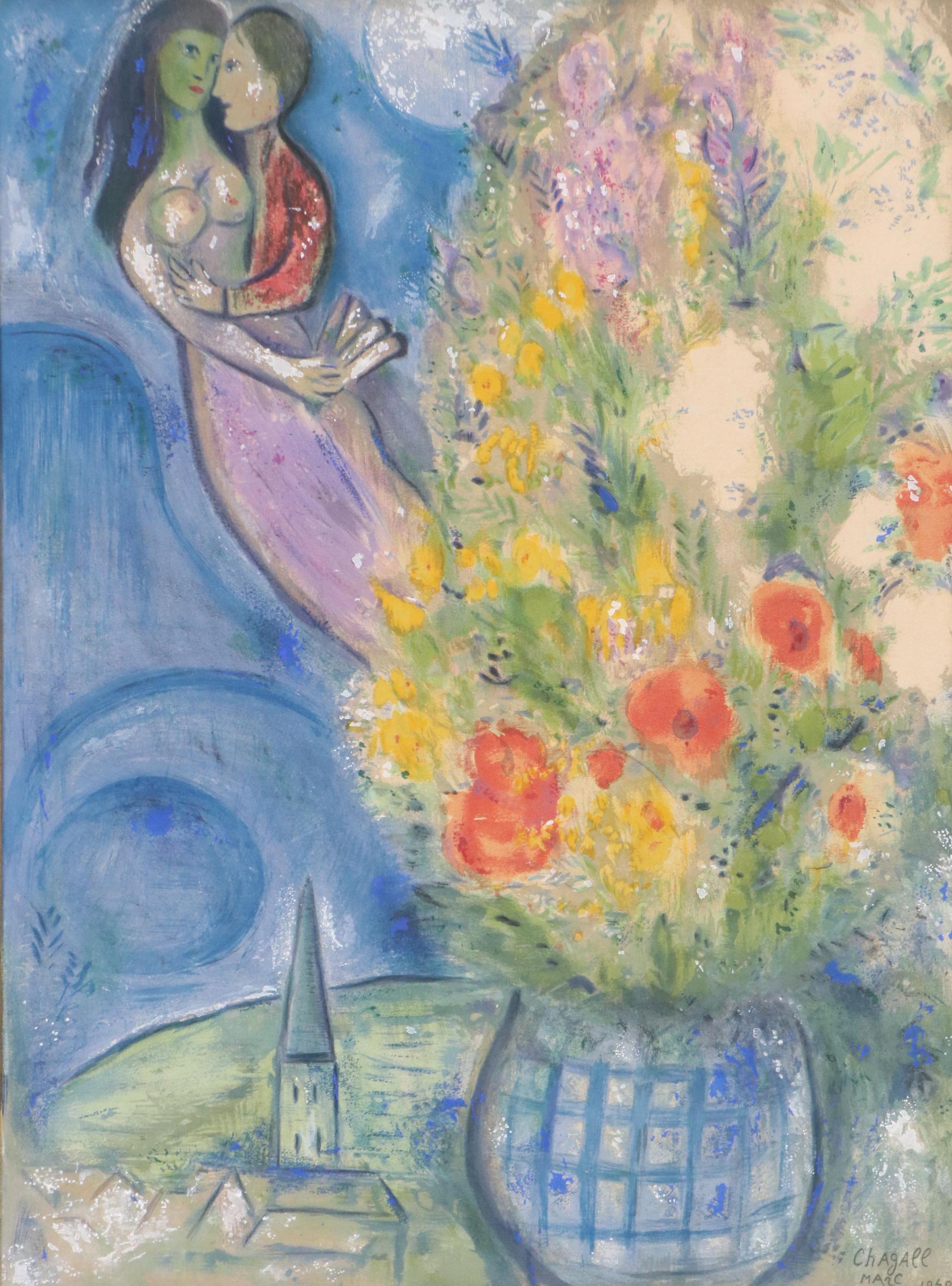 Color Lithograph After Marc Chagall "Les Coquelicots"
