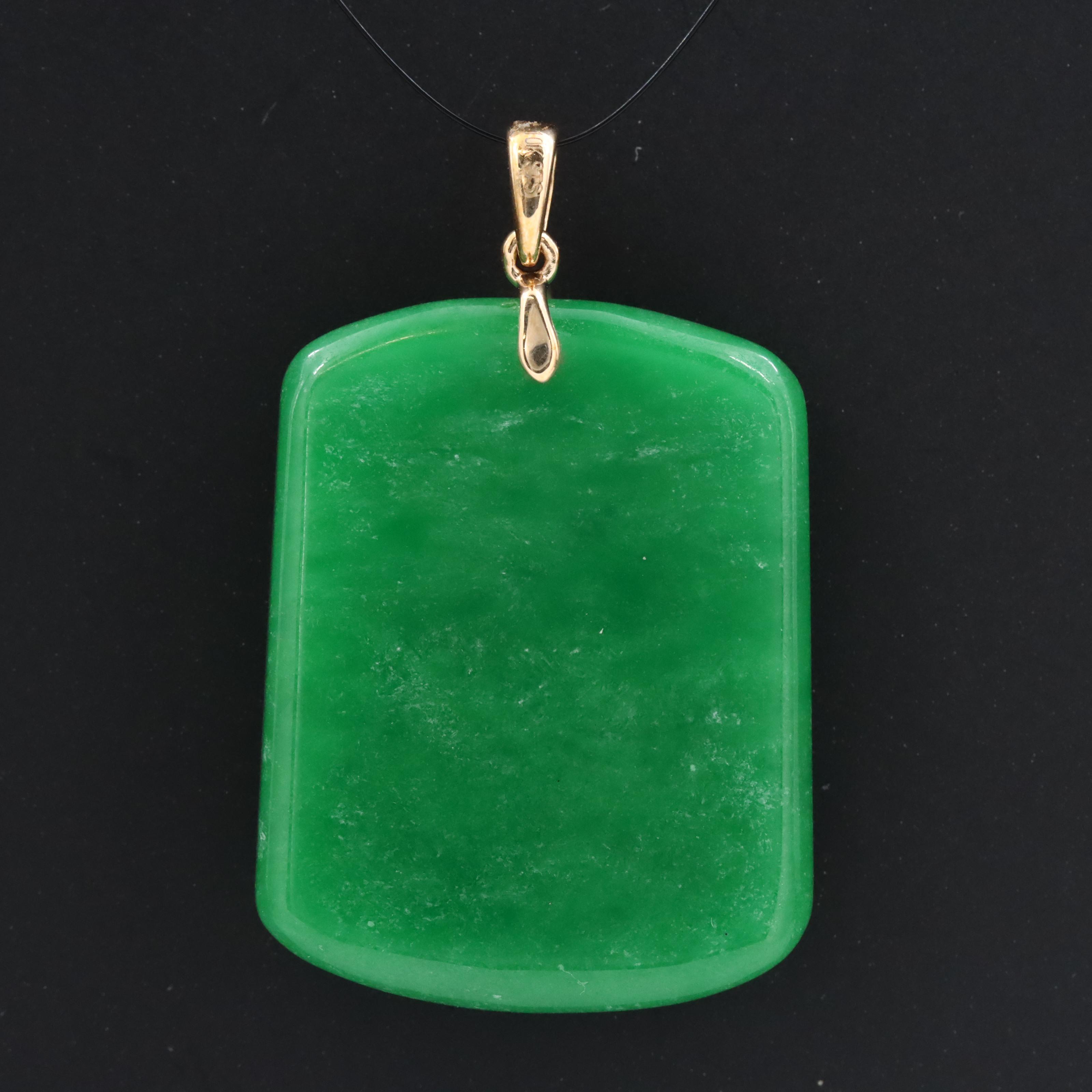 10K Carved Jadeite Phoenix Pendant