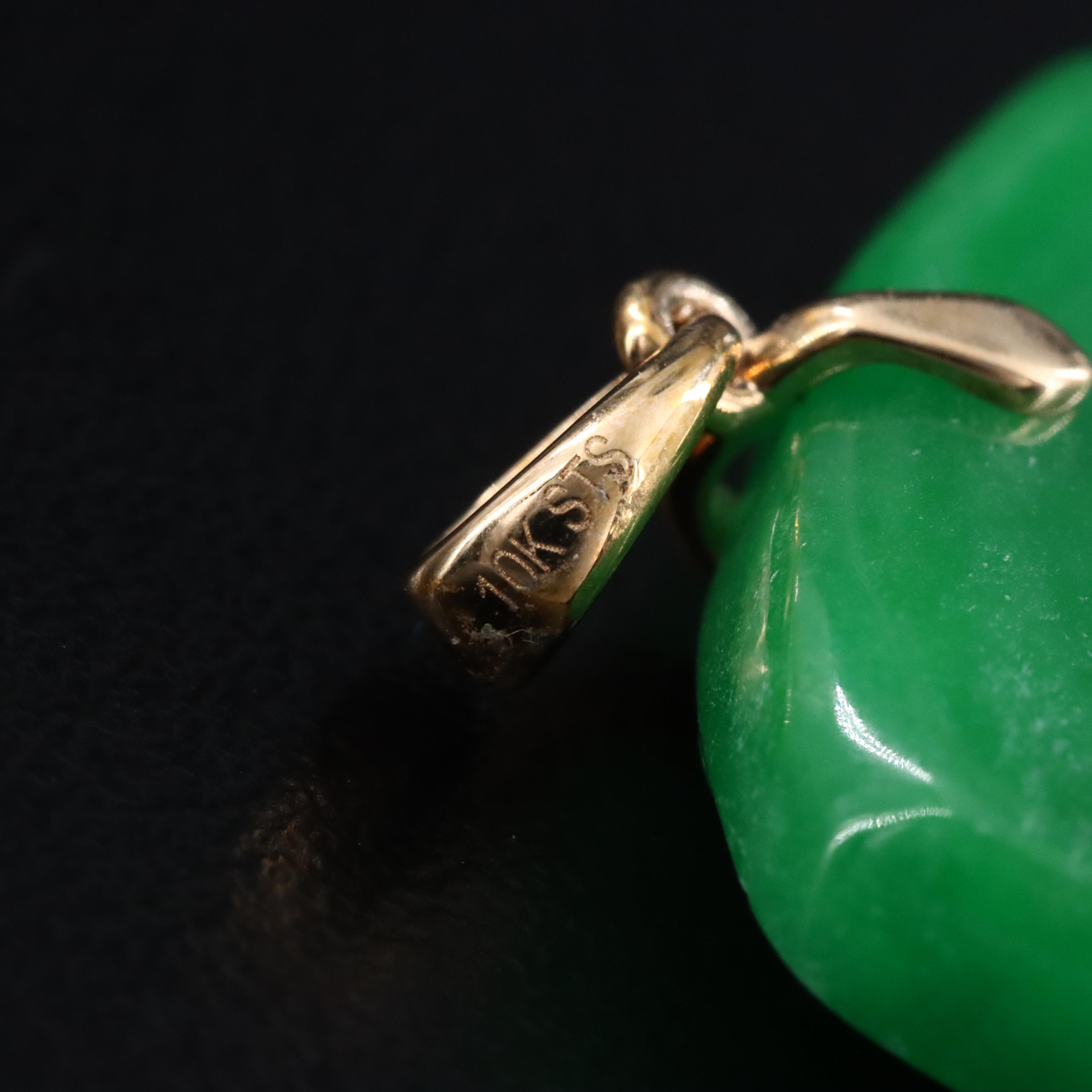 10K Carved Jadeite Phoenix Pendant