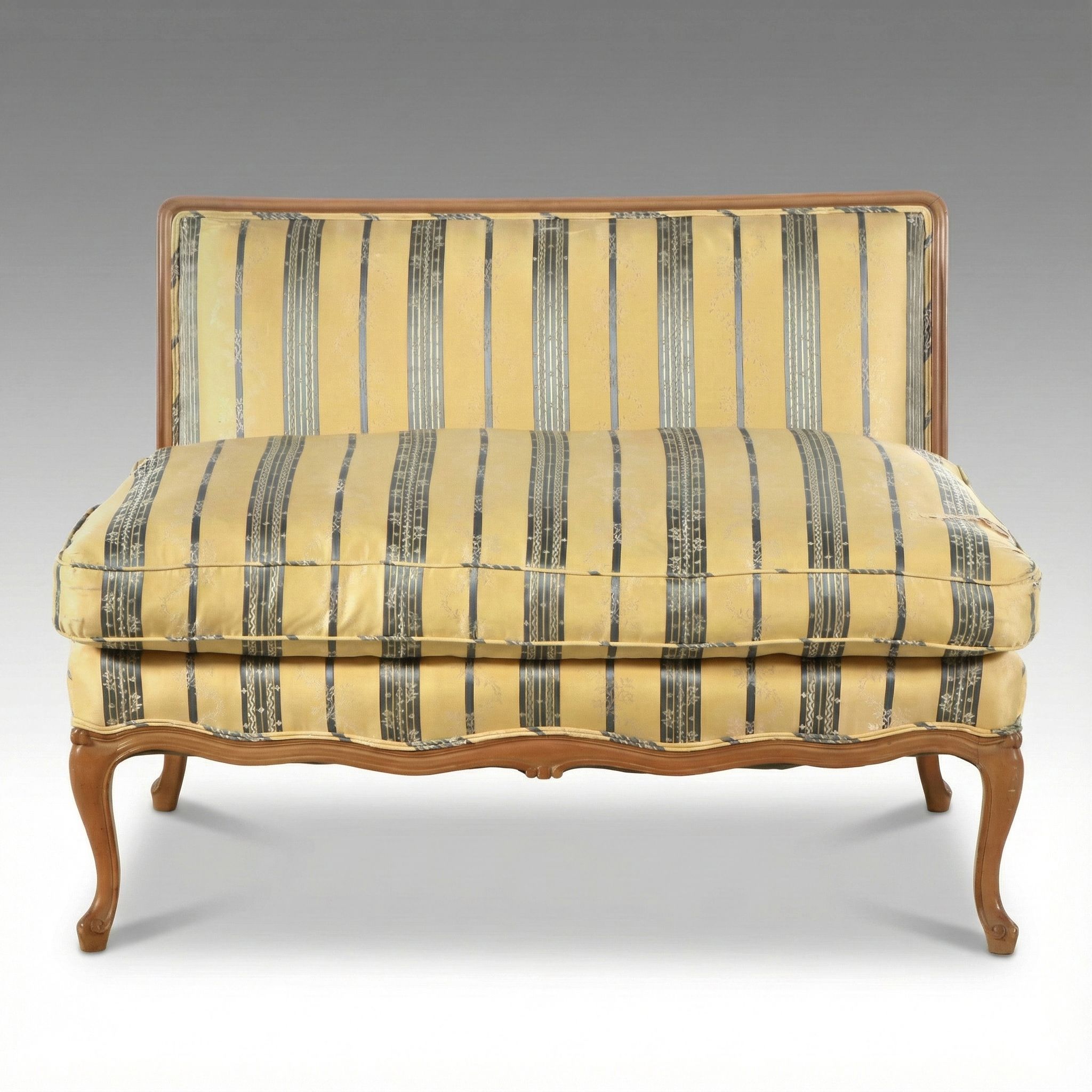 French Provincial Style Upholstered Armless Settee