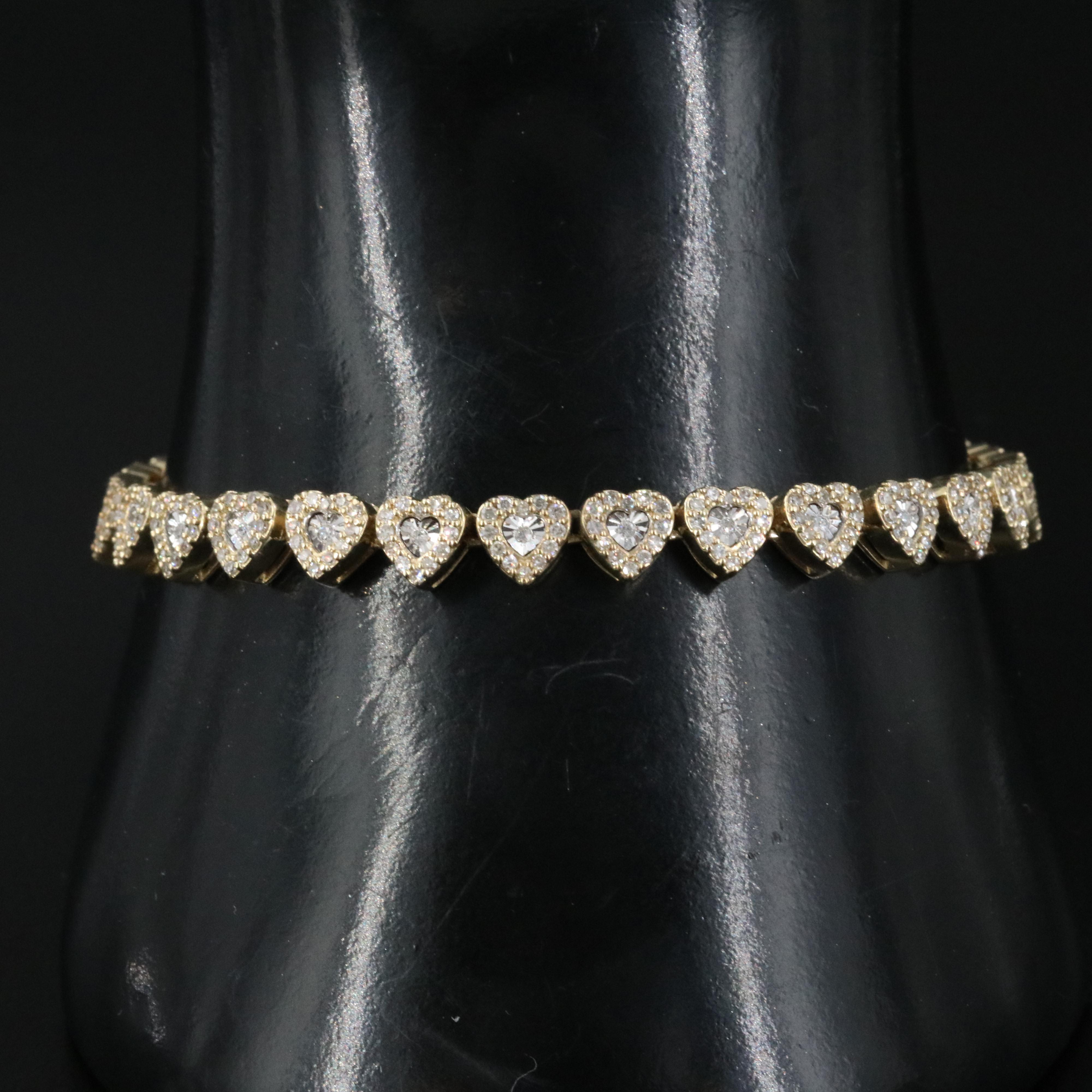 10K 1.00 CTW Diamond Heart Bracelet
