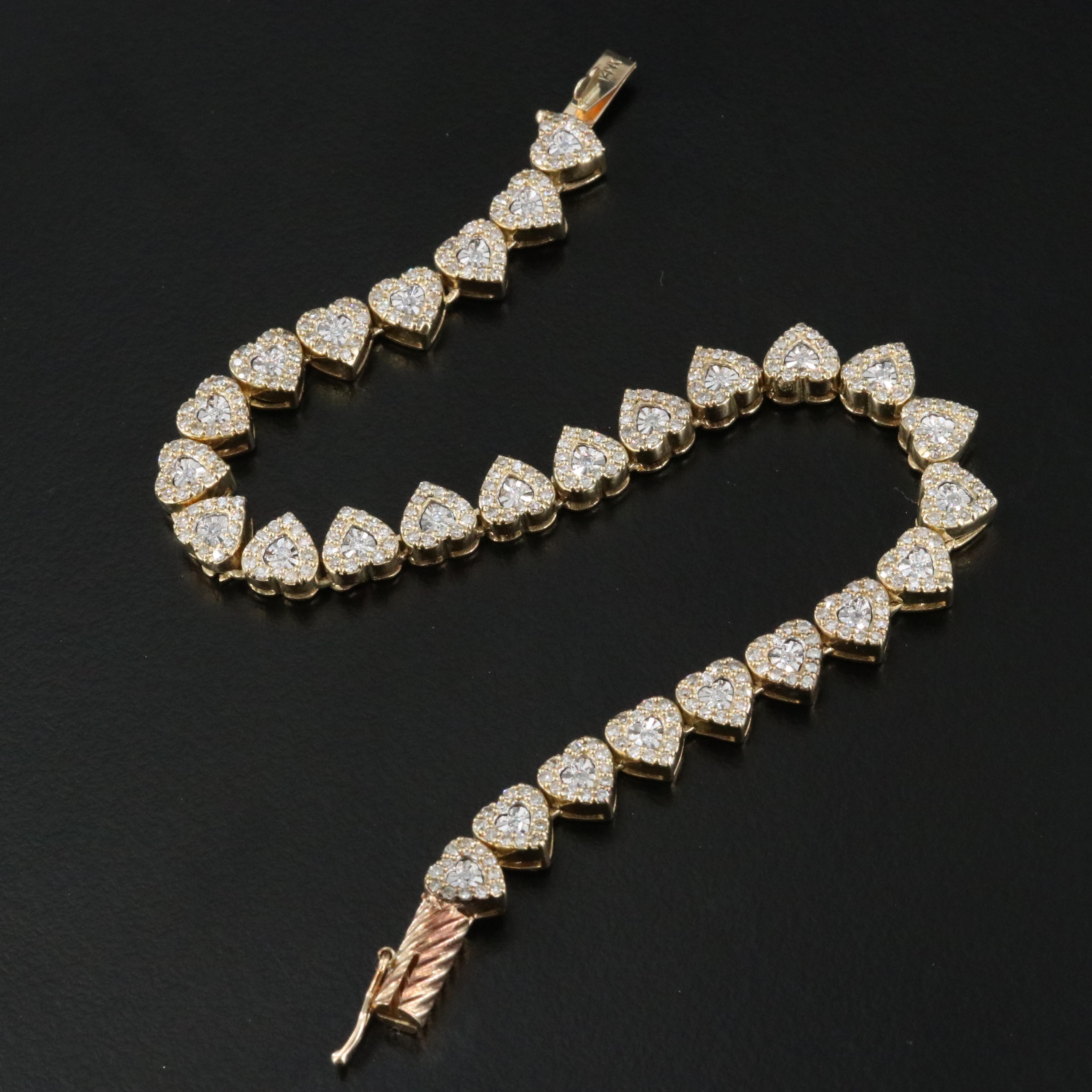 10K 1.00 CTW Diamond Heart Bracelet