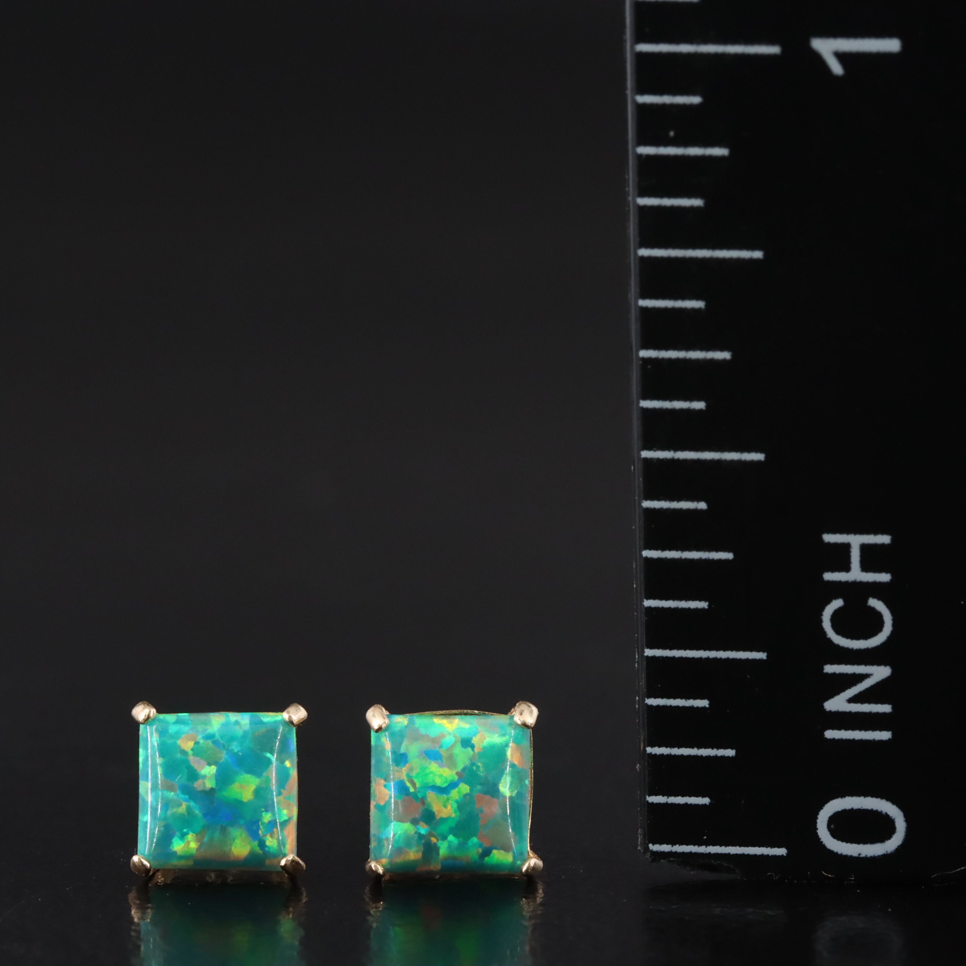 14K Opal Stud Earrings