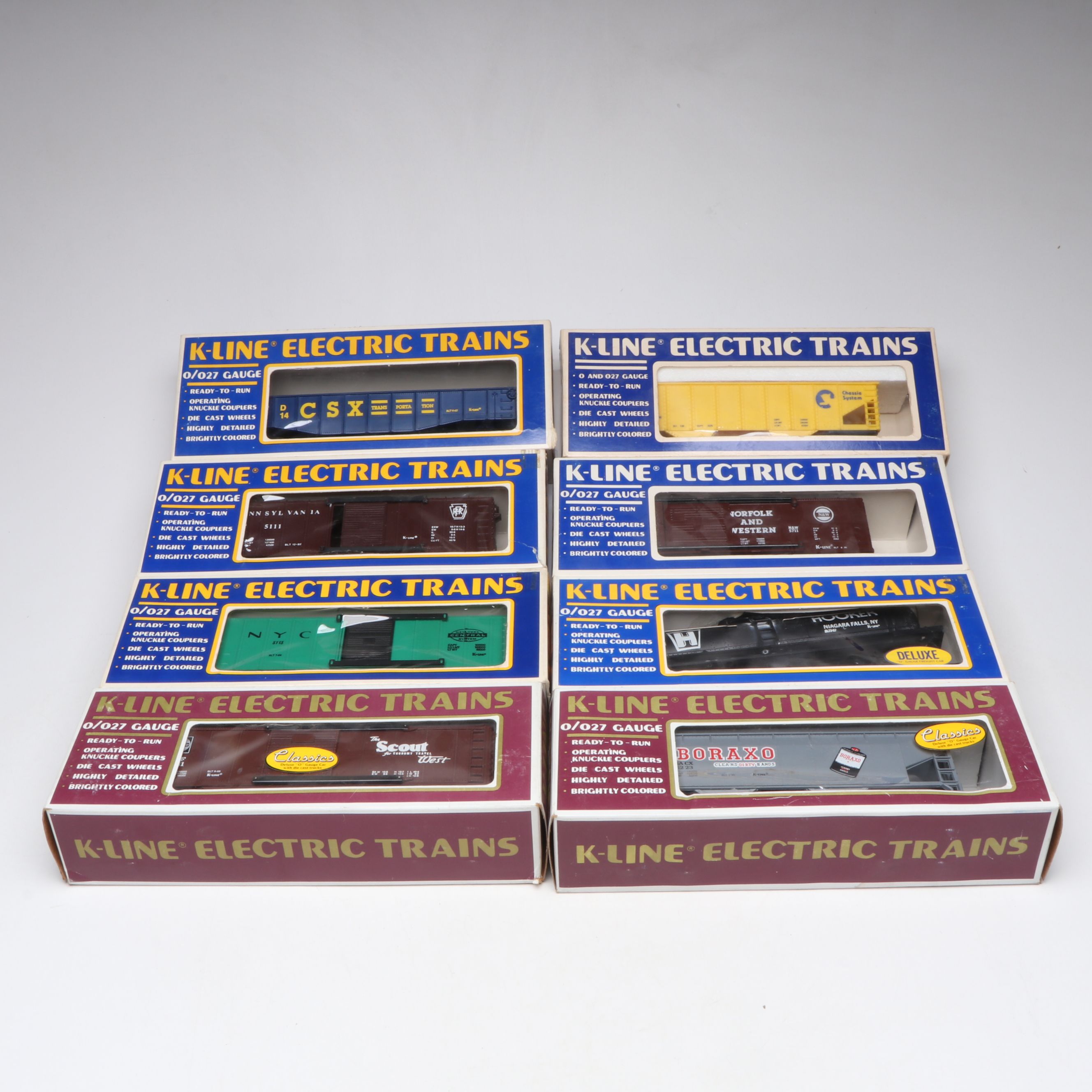 K-Line Tank Car, Automobile Car and More O Scale Train Cars