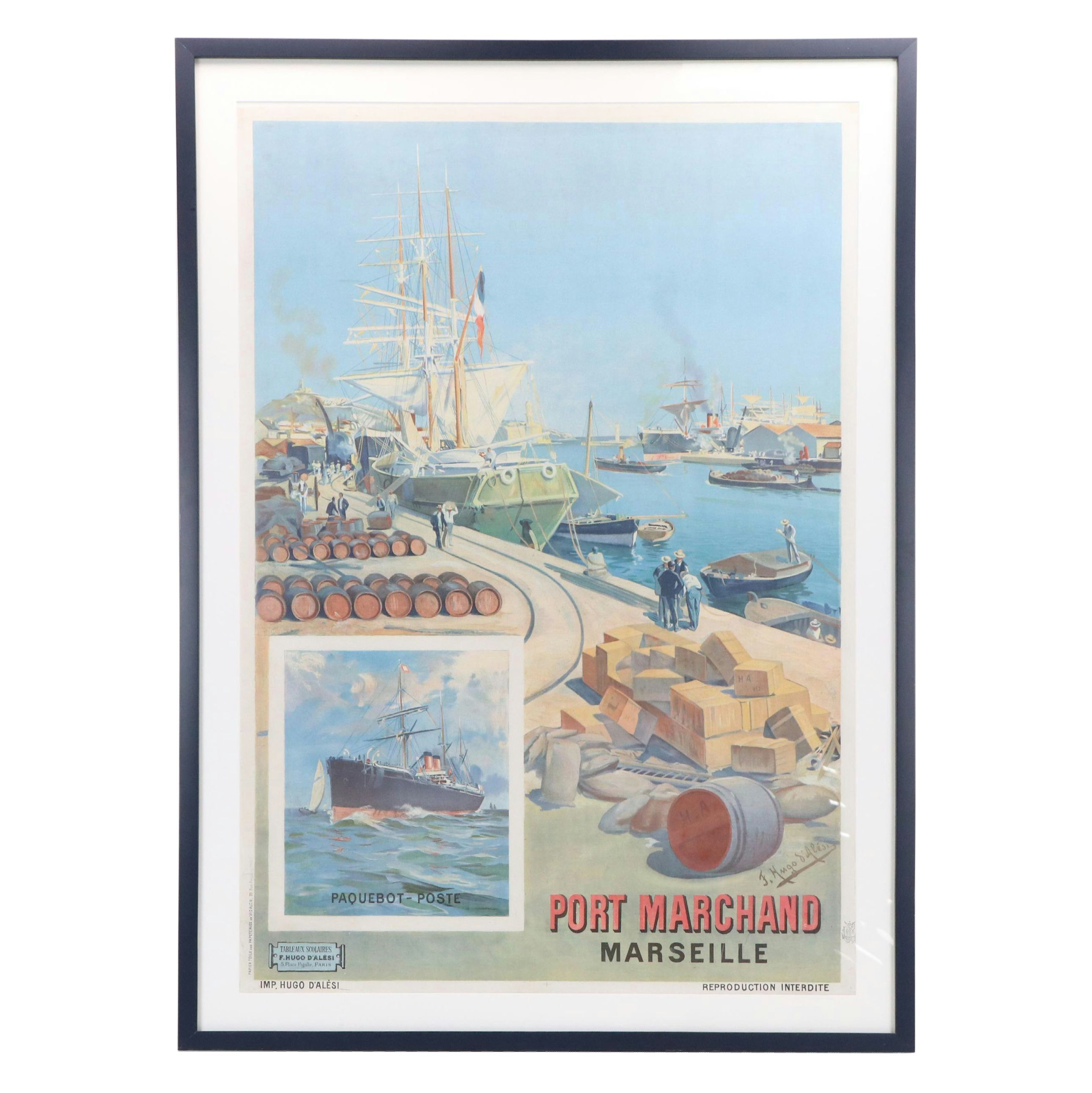 PLM Railways Chromolithograph Travel Poster "Port Marchand: Marseille"